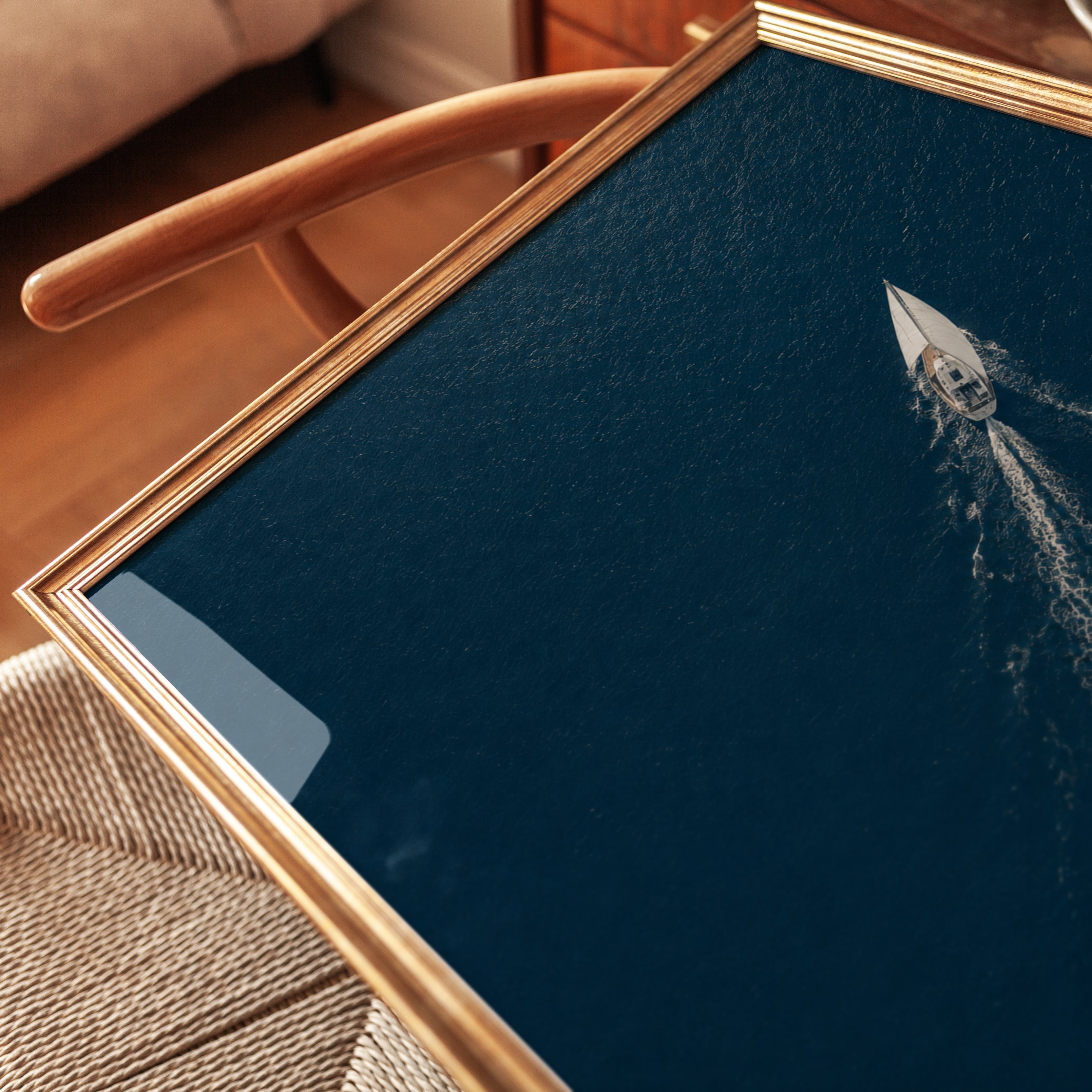 Sailboat Wall Art – Nautical Ocean Print - detail