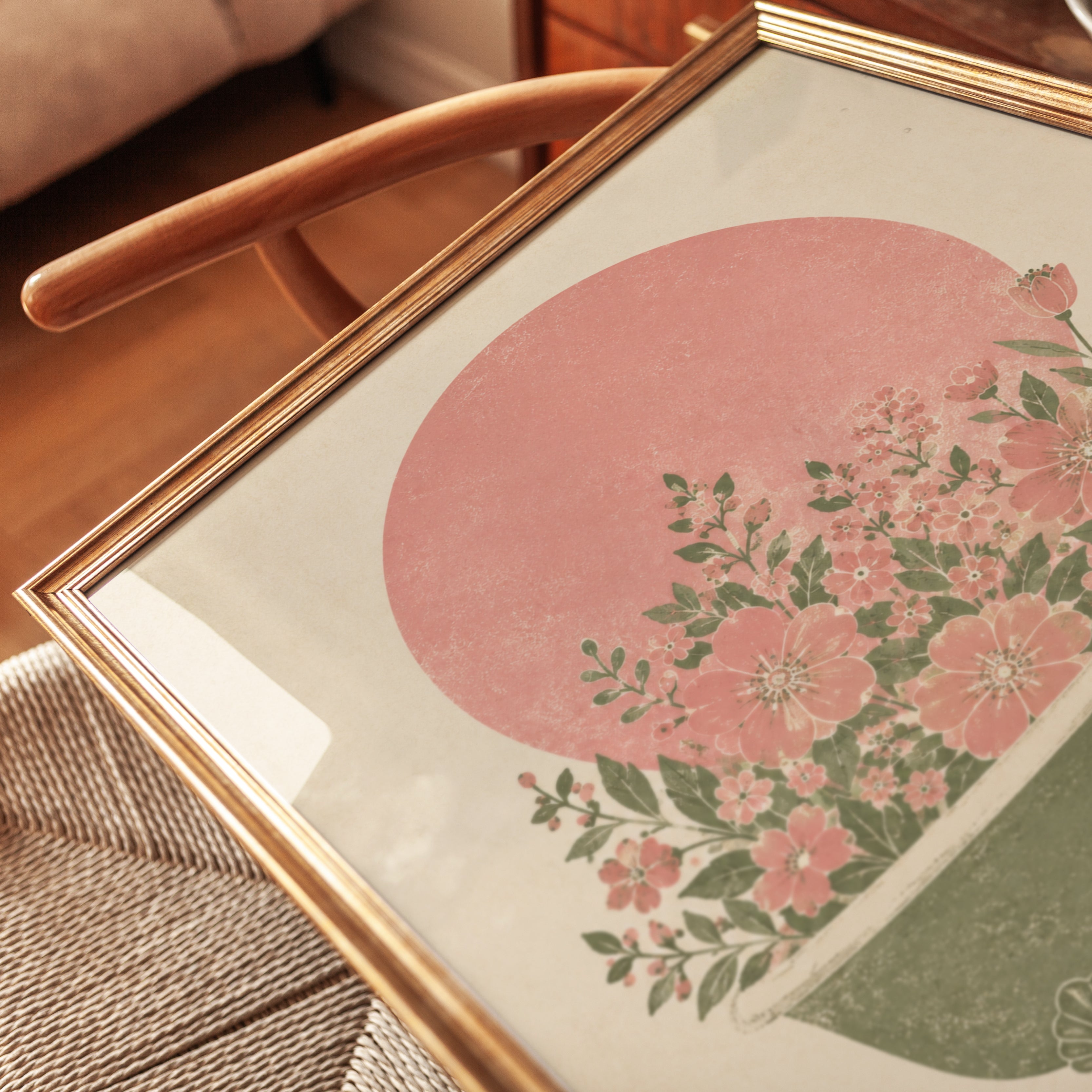 Bathtub Flower Wall Art – Vintage Bathroom Print - detail