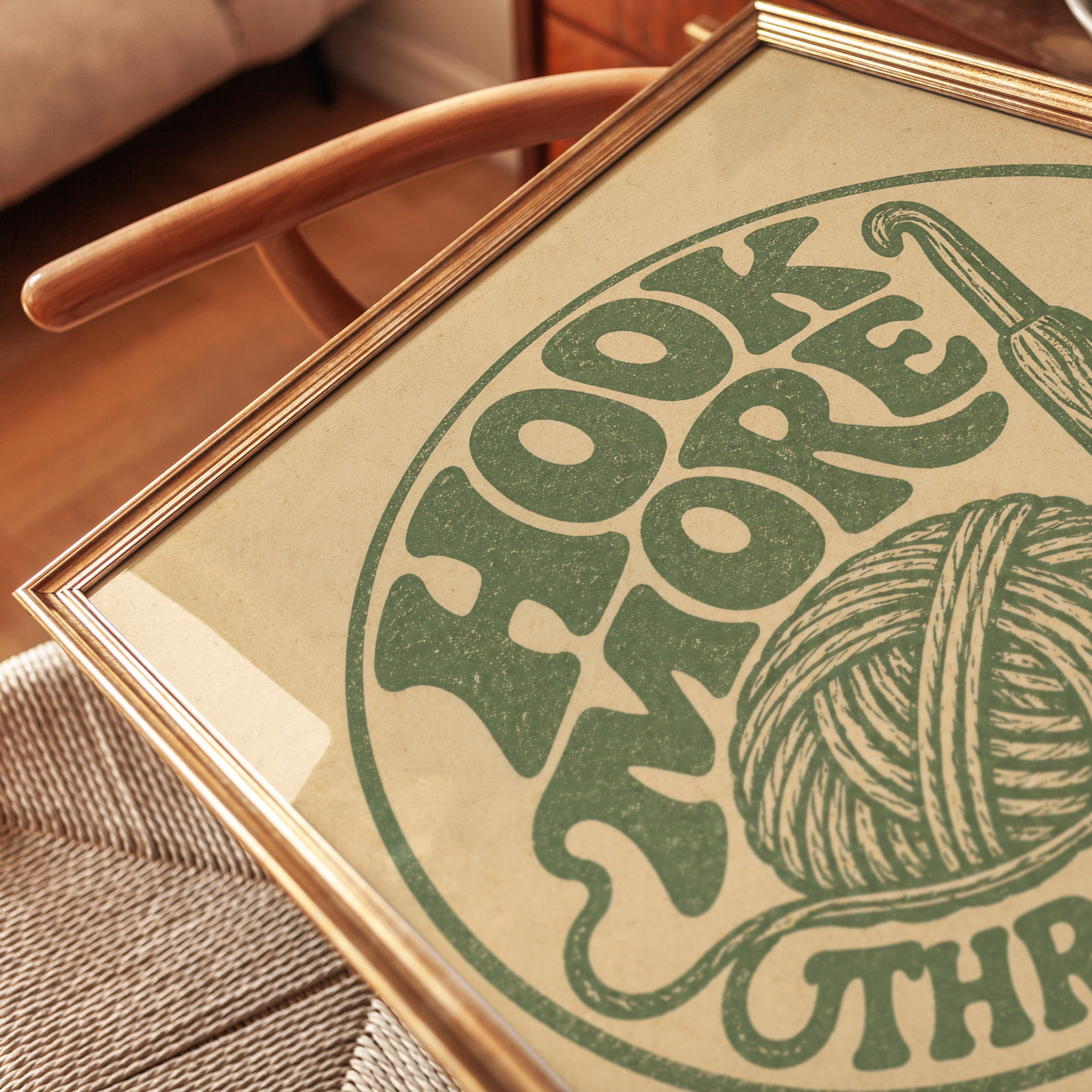 Crochet Hook Print: Vintage Craft Room Art (Retro Typography) - detail