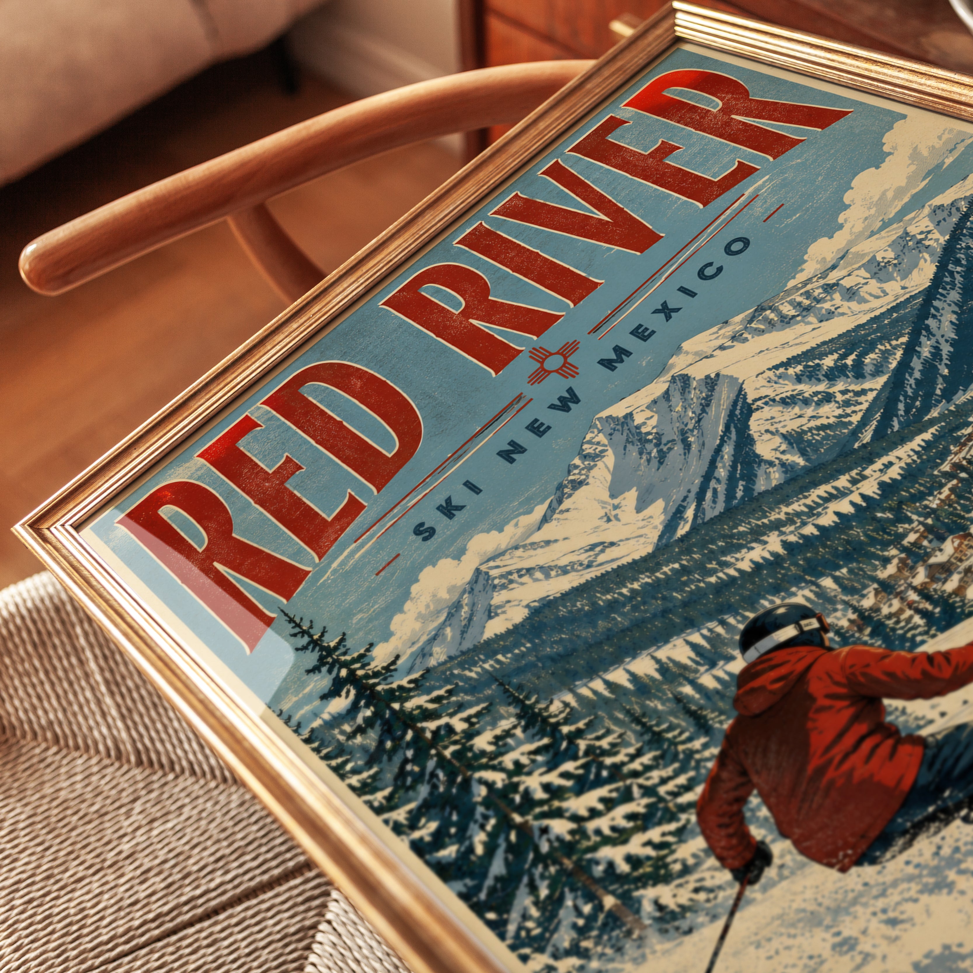 Ski Poster – Red River New Mexico Wall Art - detail
