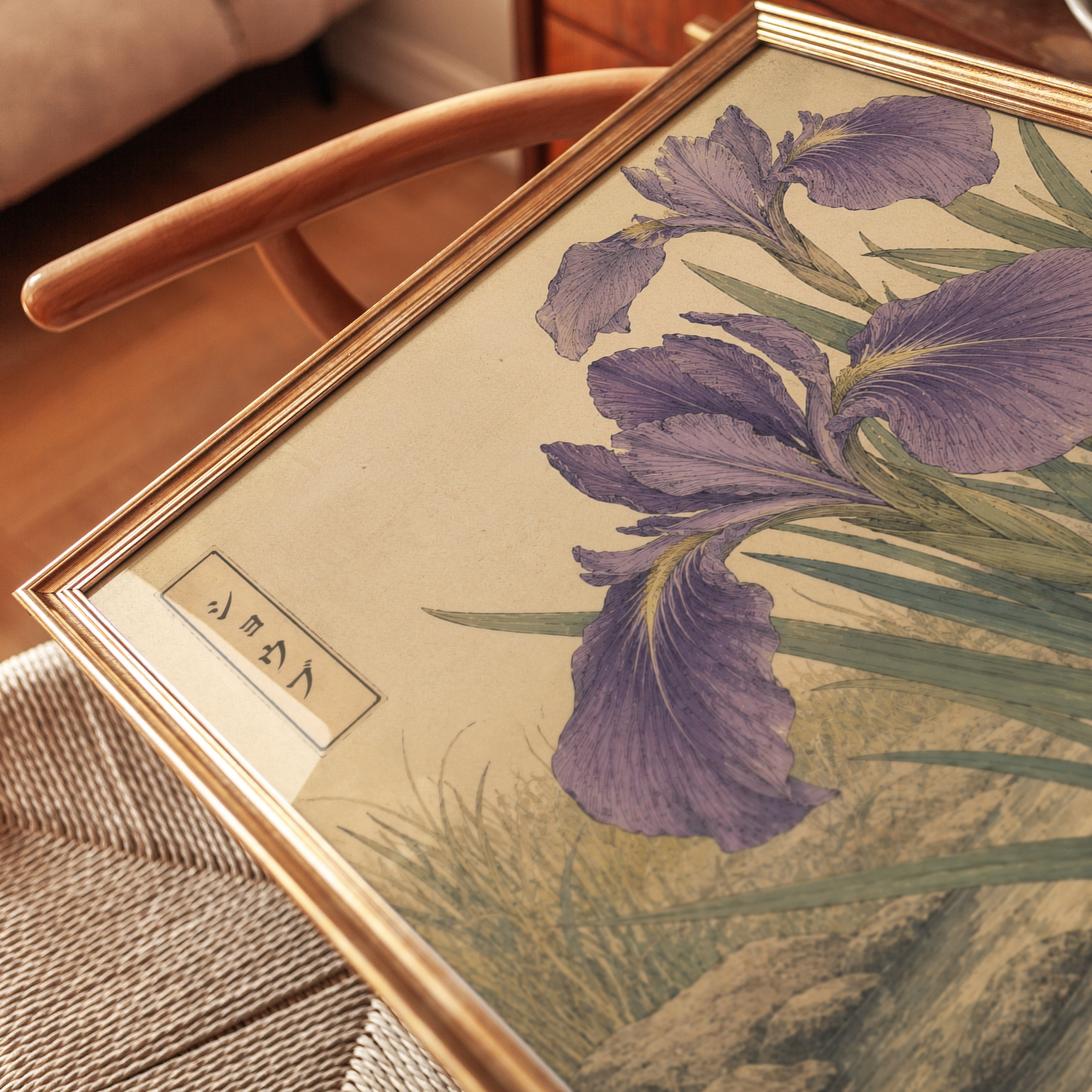 Japanese Iris Print – Vintage Botanical Art - detail