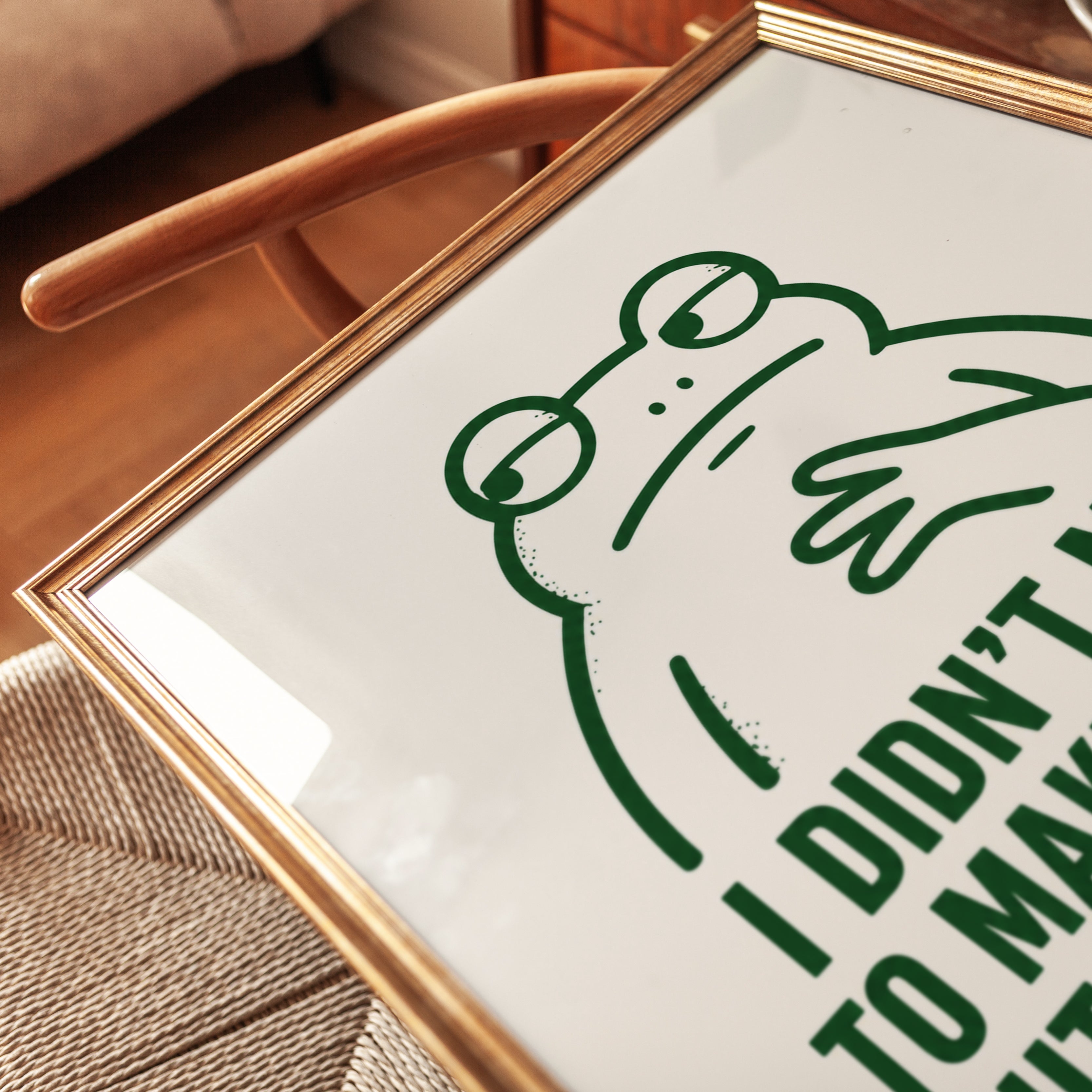 Frog Quote Wall Art: Funny Animal Print (A4 and Larger Sizes) - detail