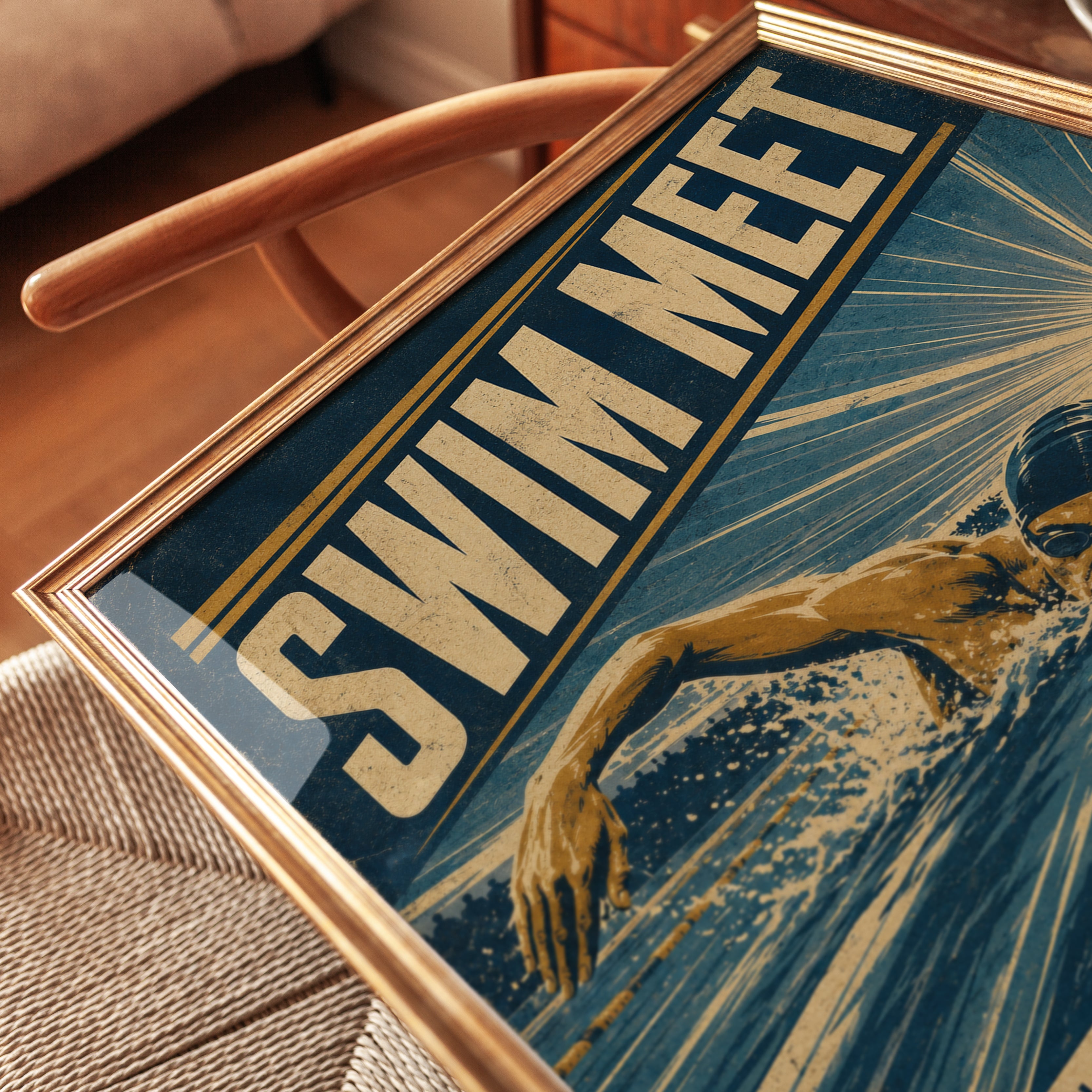 Swim Meet Retro Poster: Vintage Sports Propaganda Art Print - detail