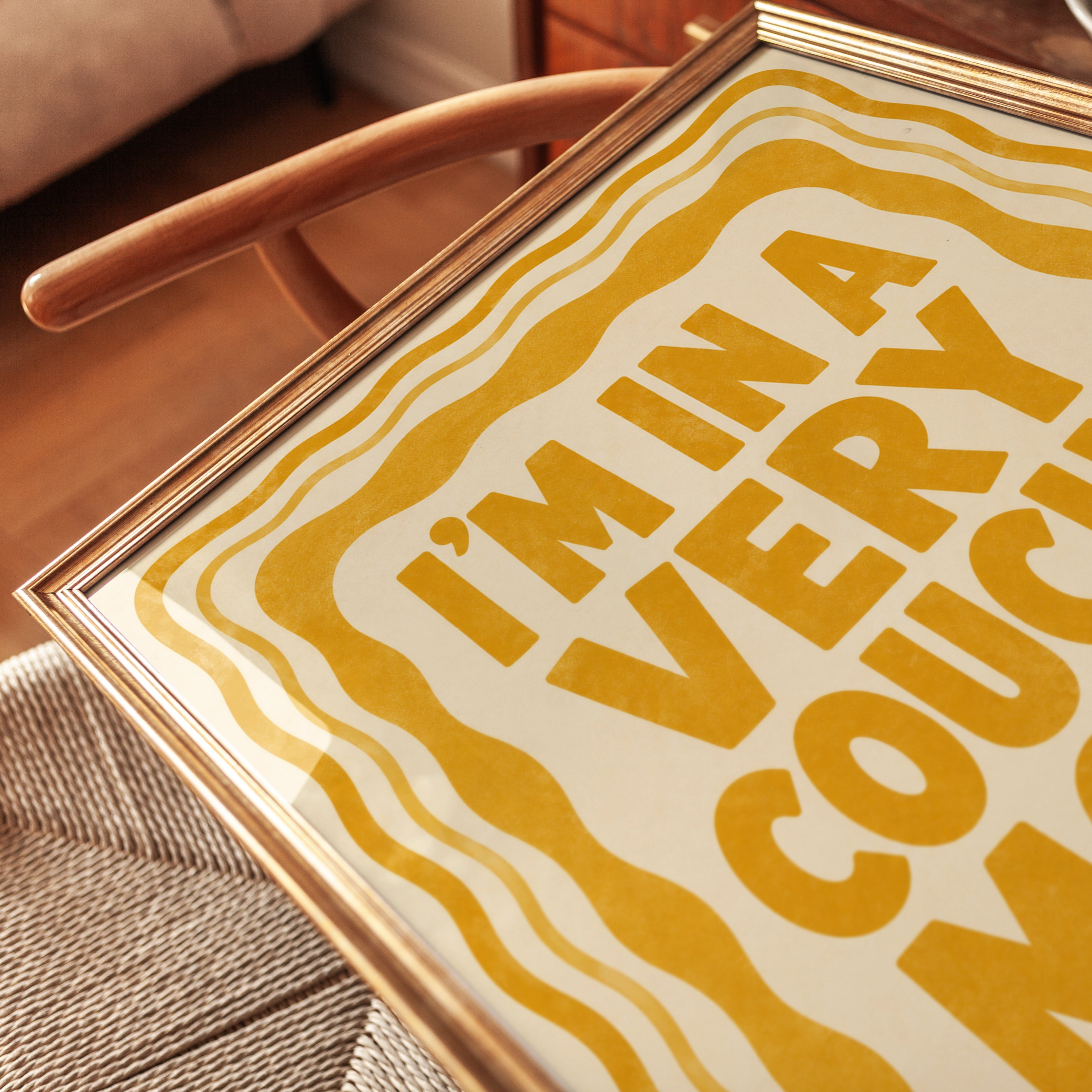 Retro Typography Poster: 1970s Style Wall Art (Couchy Mood Quote) - detail