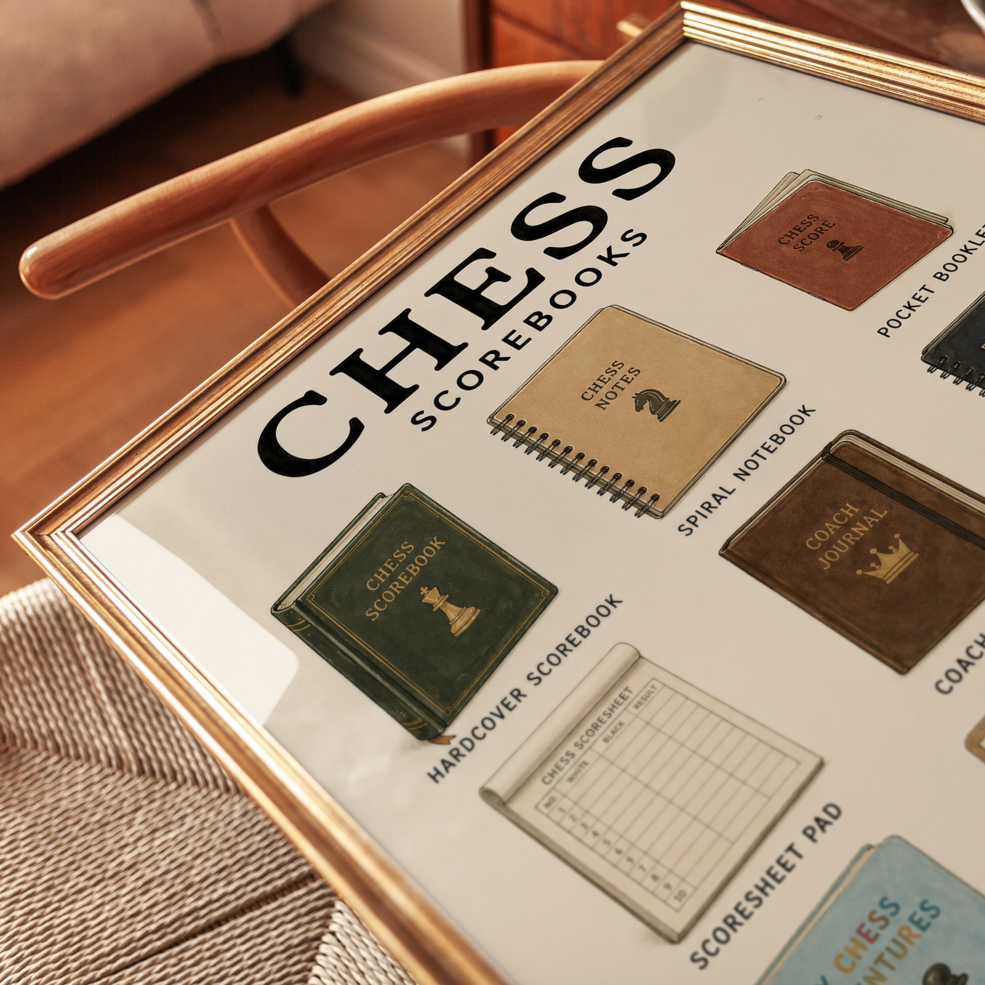 Chess Scorebook Collection Print: Vintage Educational Poster - detail