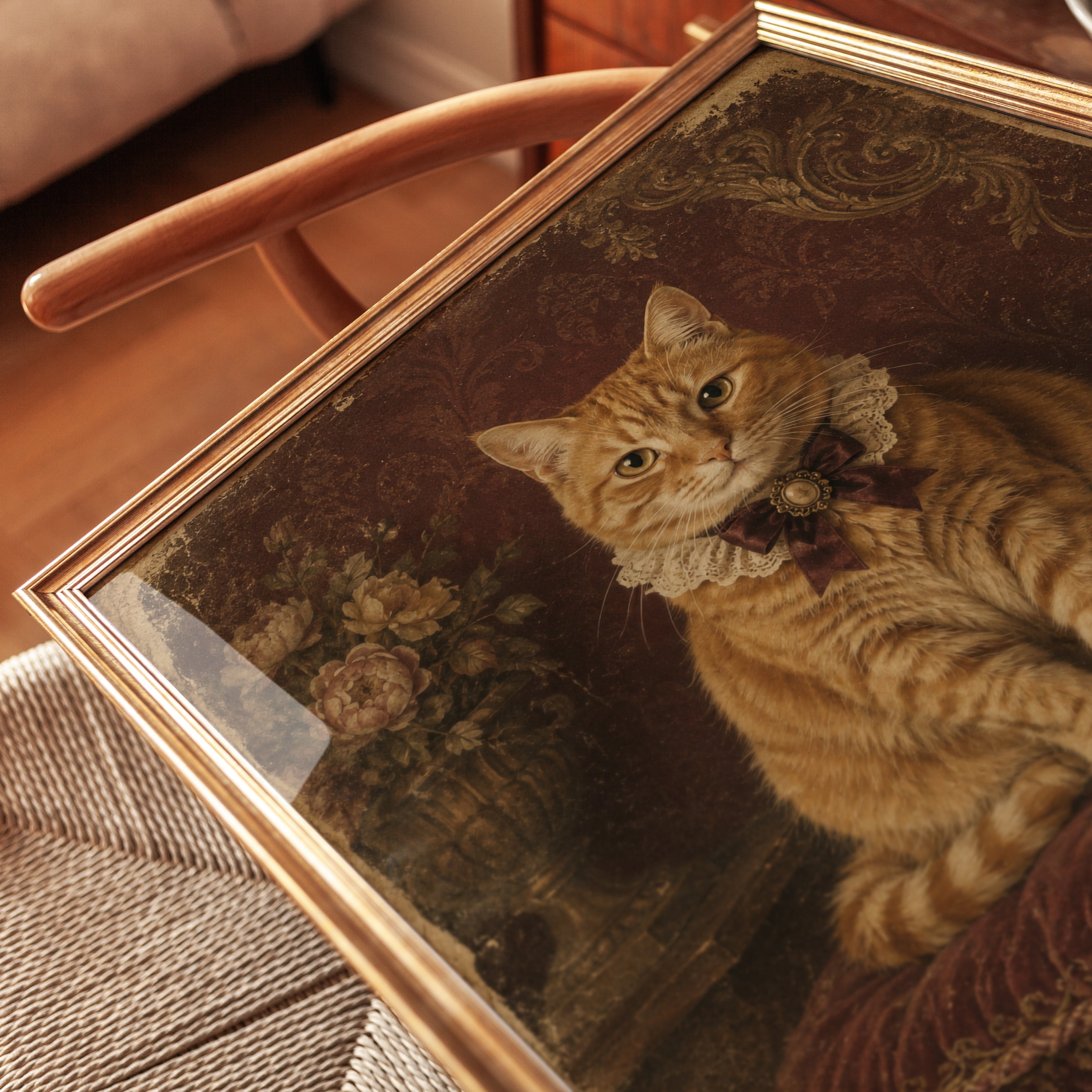 Vintage Cat Portrait – Victorian Pet Wall Art - detail