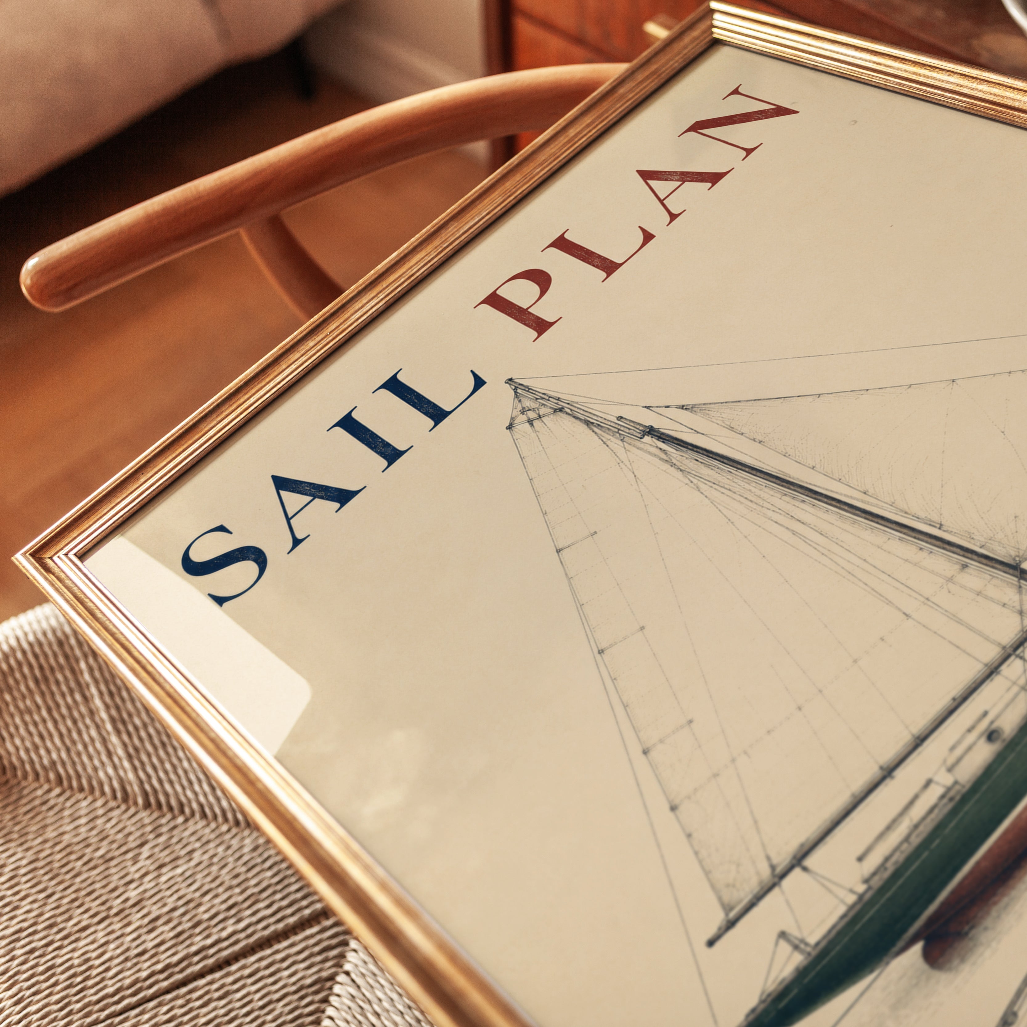 Sailboat Wall Art – Nautical Print - detail