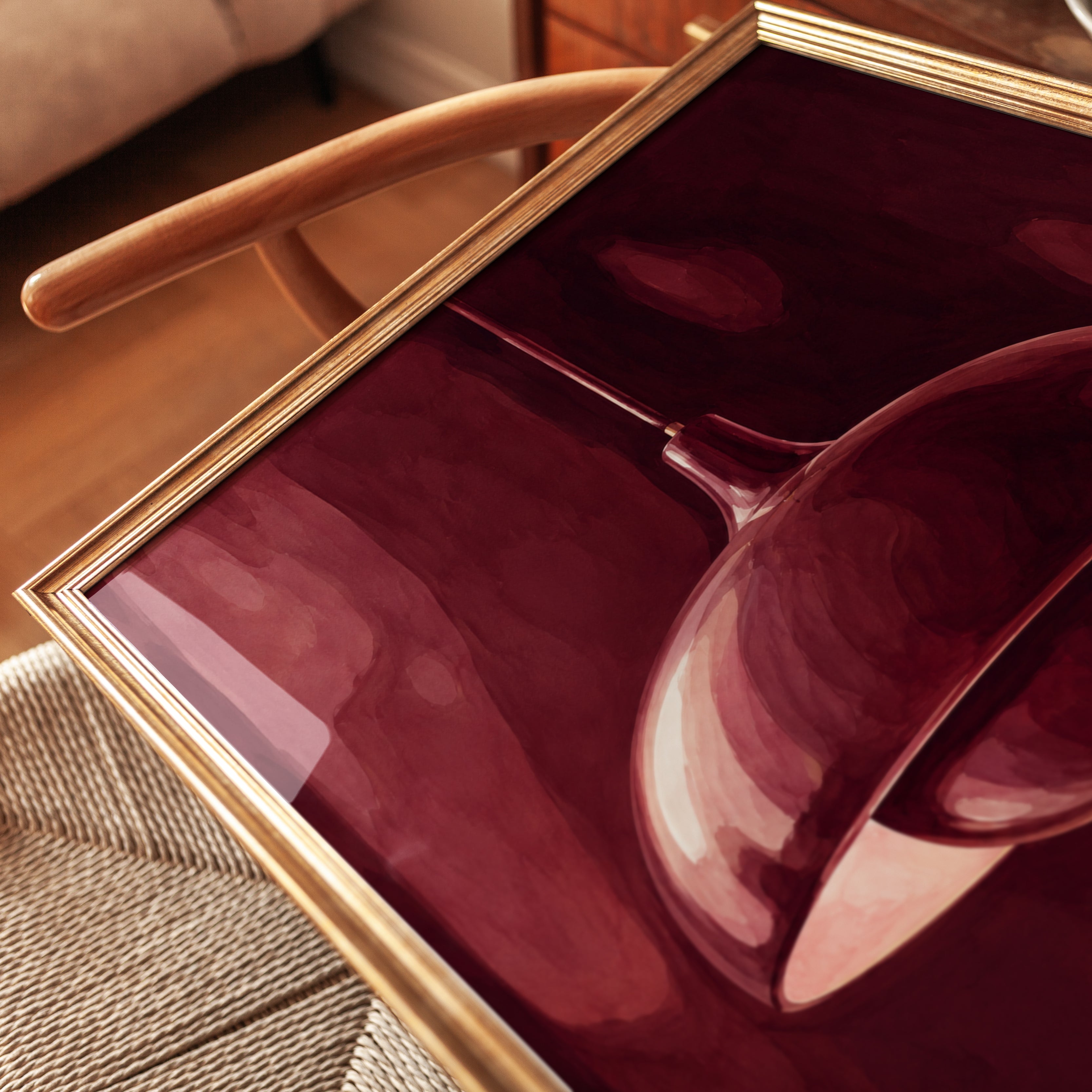 Burgundy Pendant Lamp Art Print: Modern Interior Design - detail