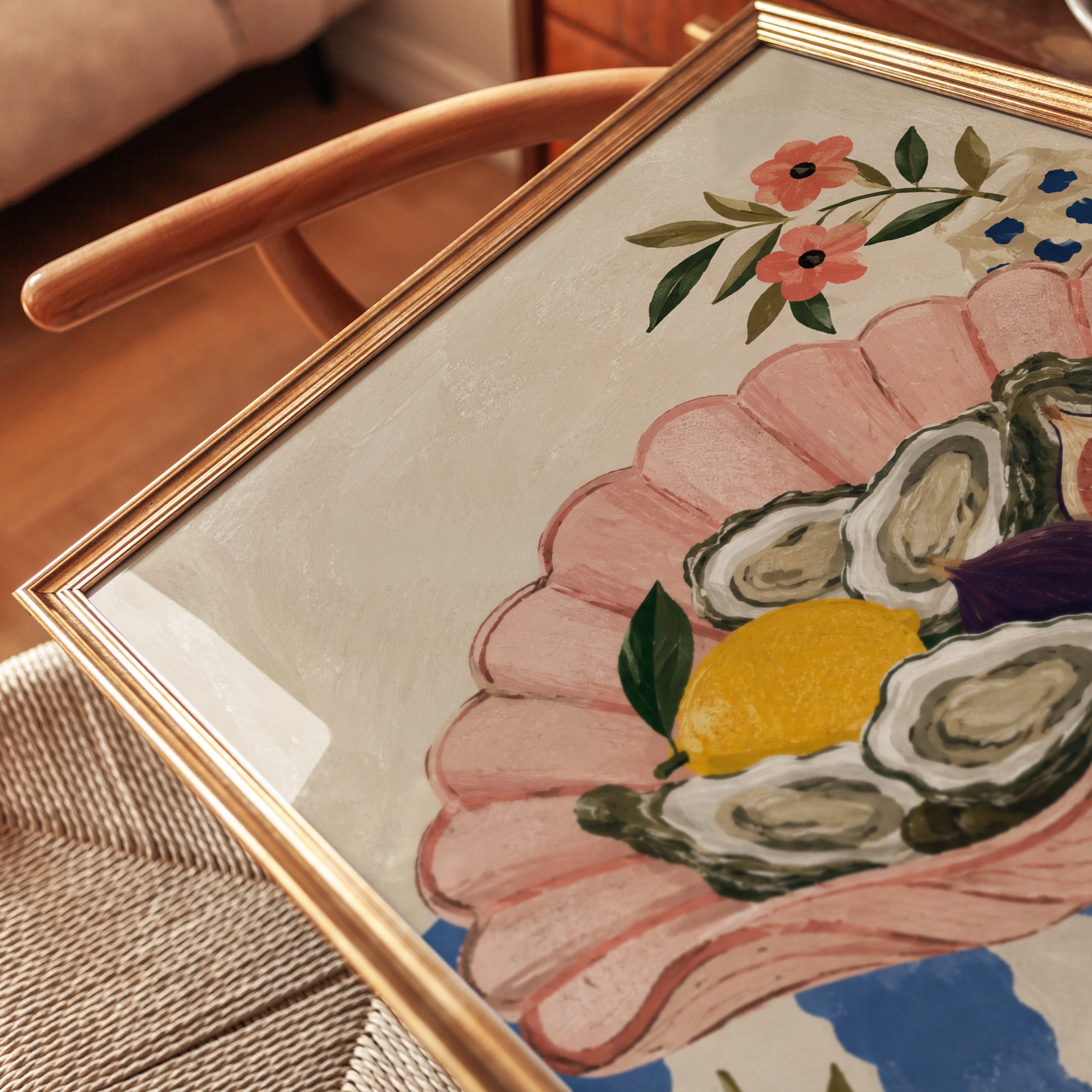 Oyster Wall Art – Coastal Kitchen Print - detail