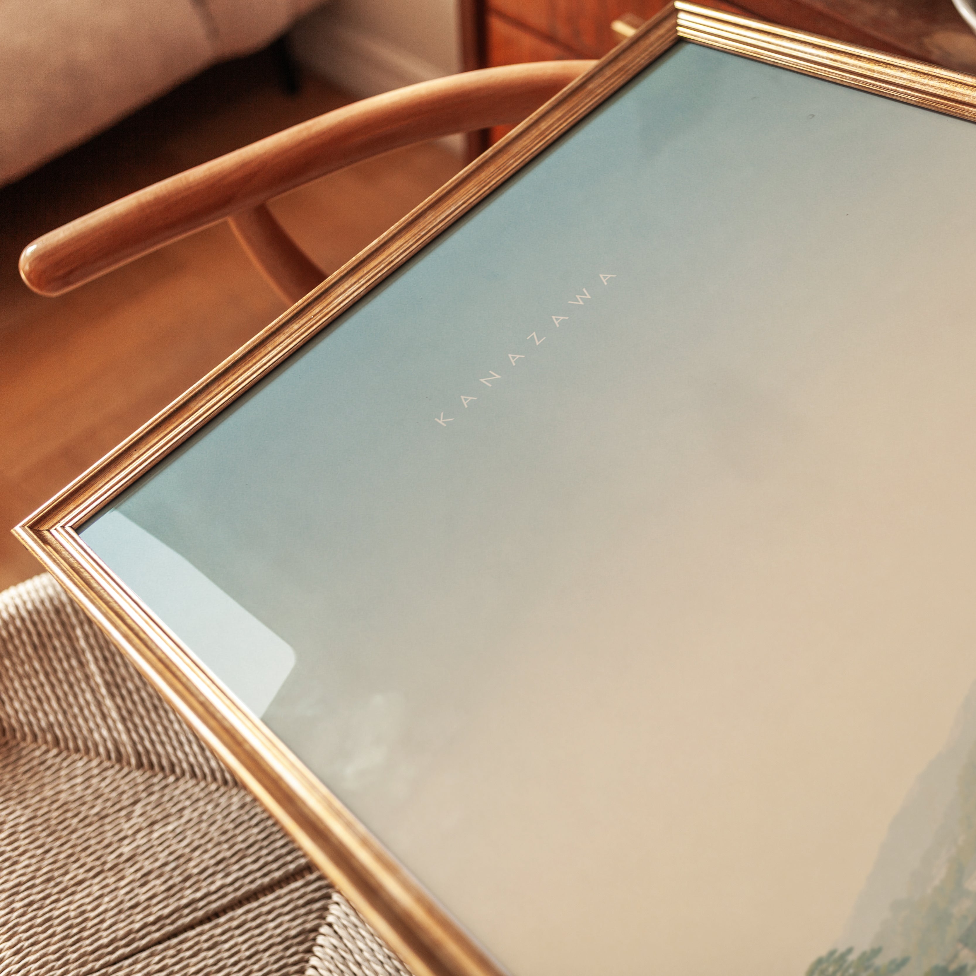 Kanazawa Japan Travel Poster: Serene Lake Landscape Wall Art - detail