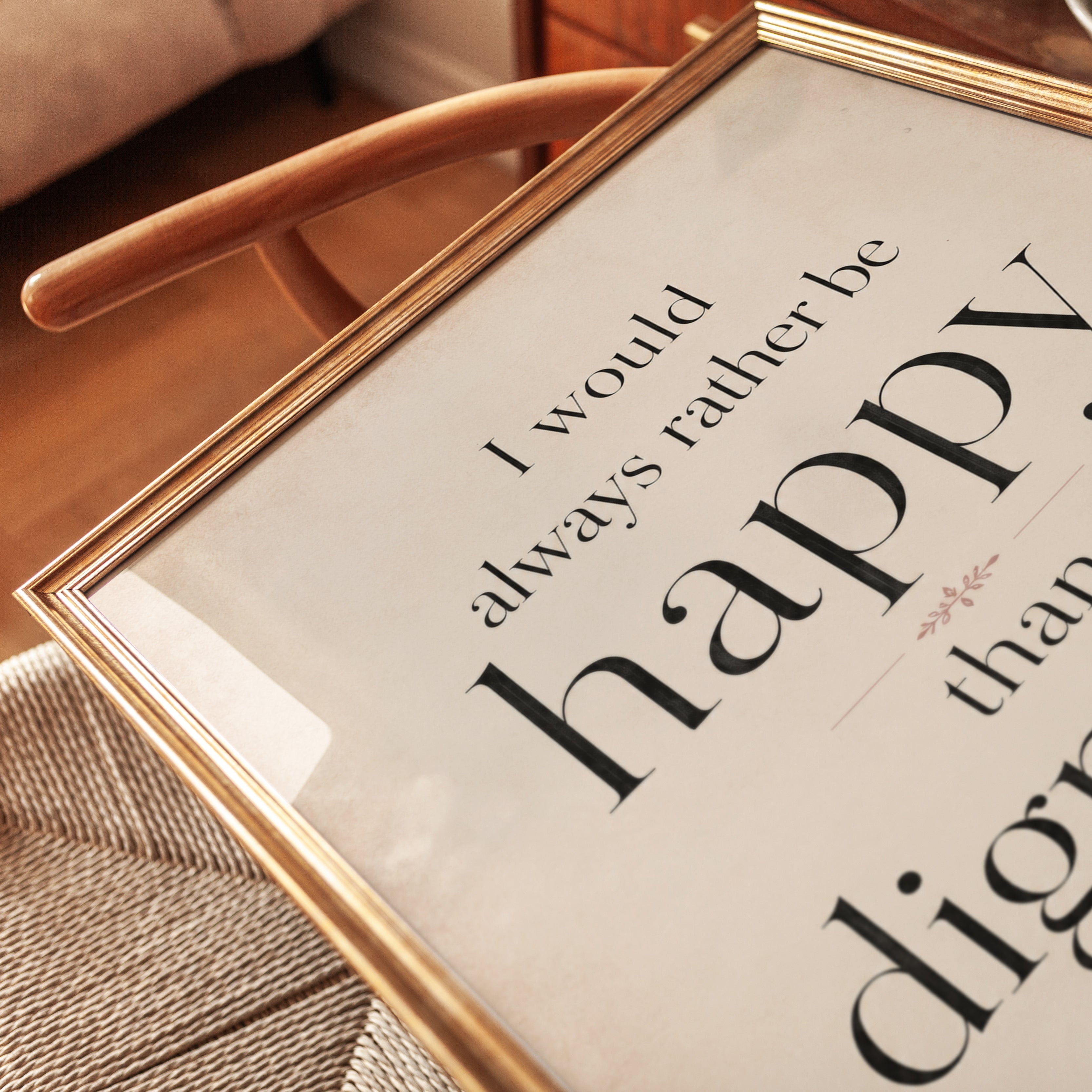 Happiness Quote Print – Literary Wall Art - detail