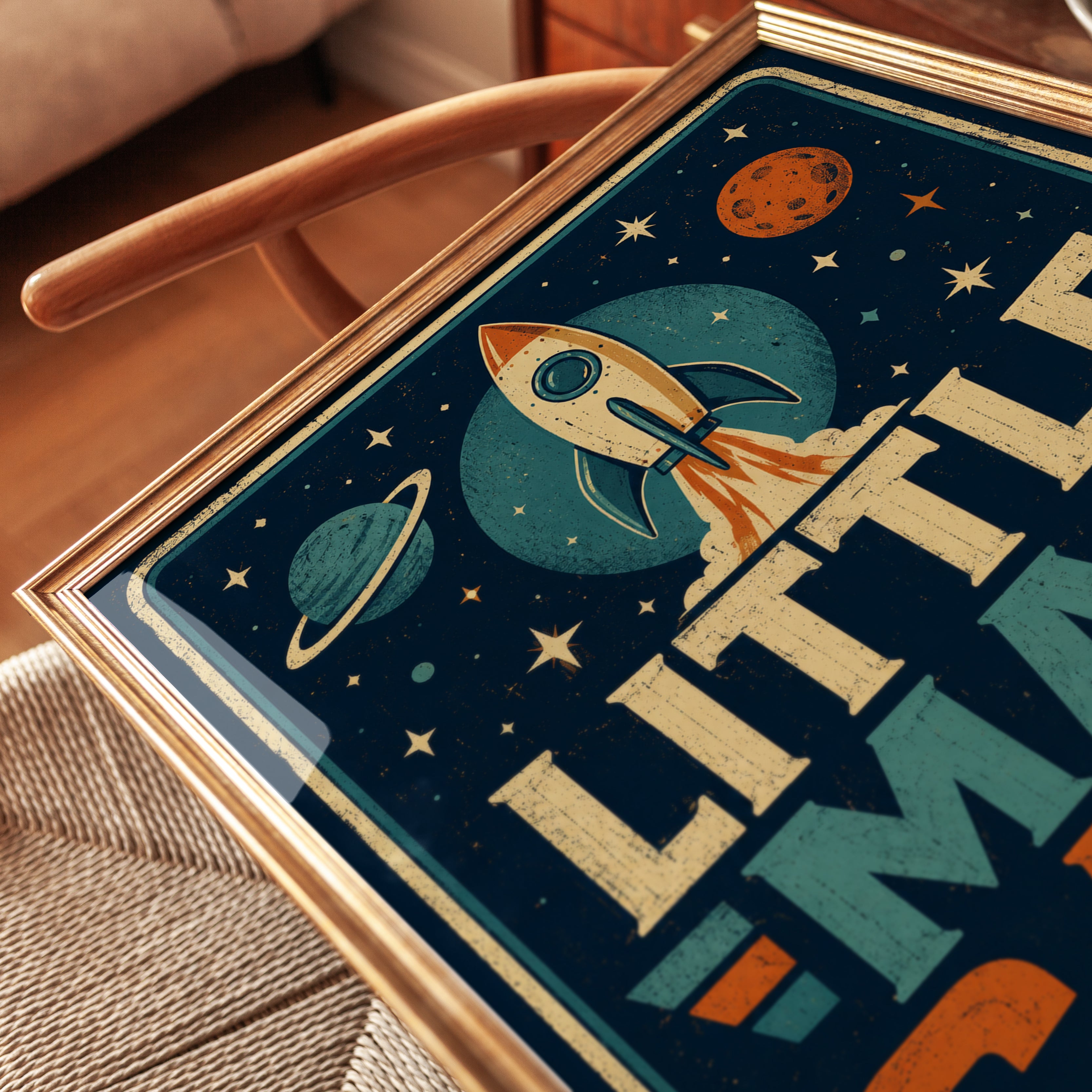 Space Nursery Wall Art – Rocket Ship Print - detail