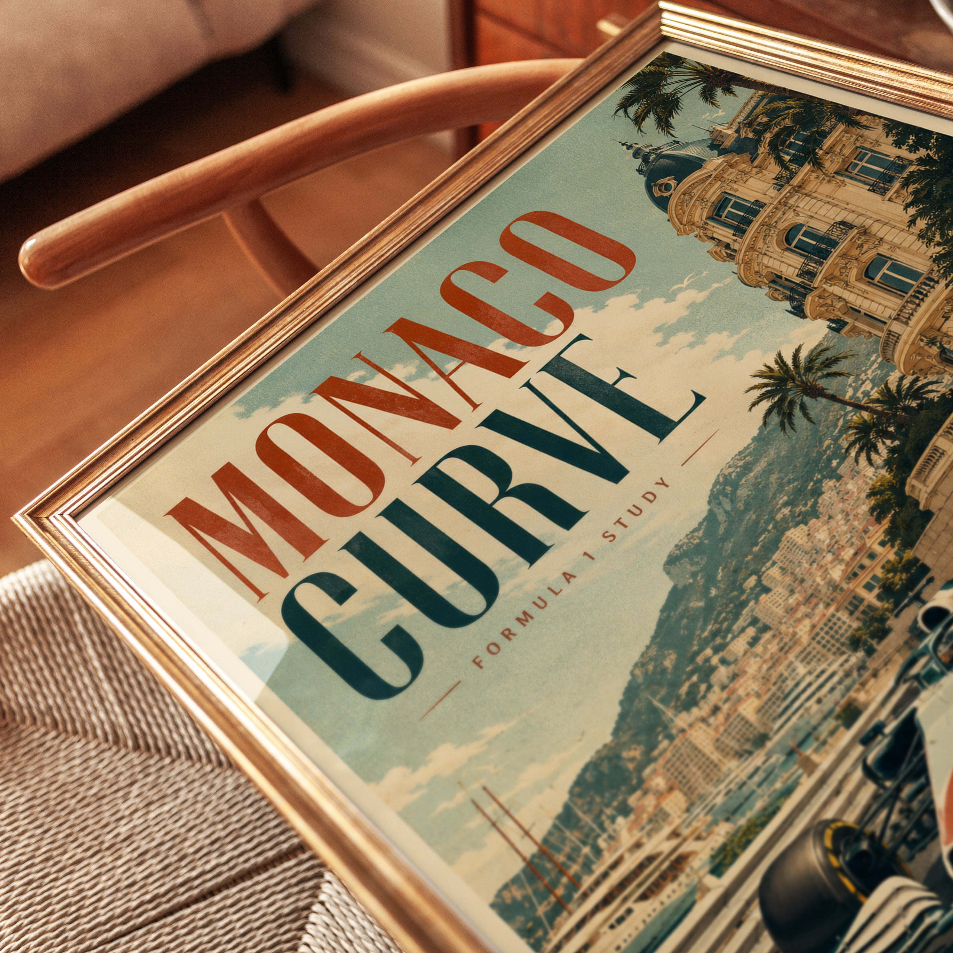 Monaco Grand Prix Print: Retro Formula 1 Racing - detail