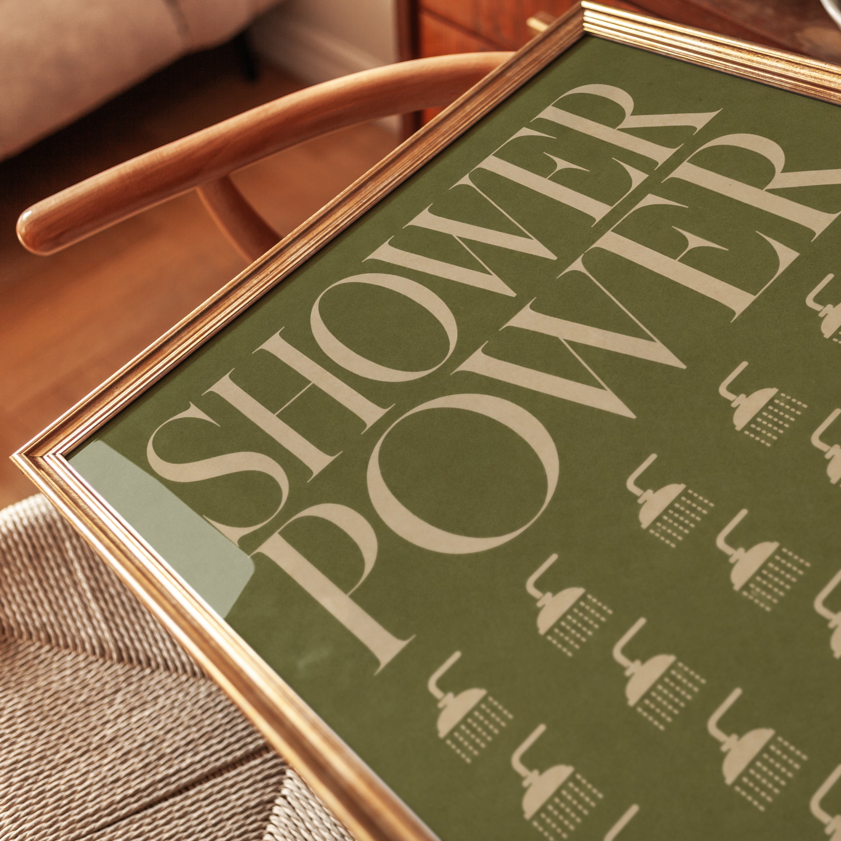 Shower Power Bathroom Print: Retro Typography - detail