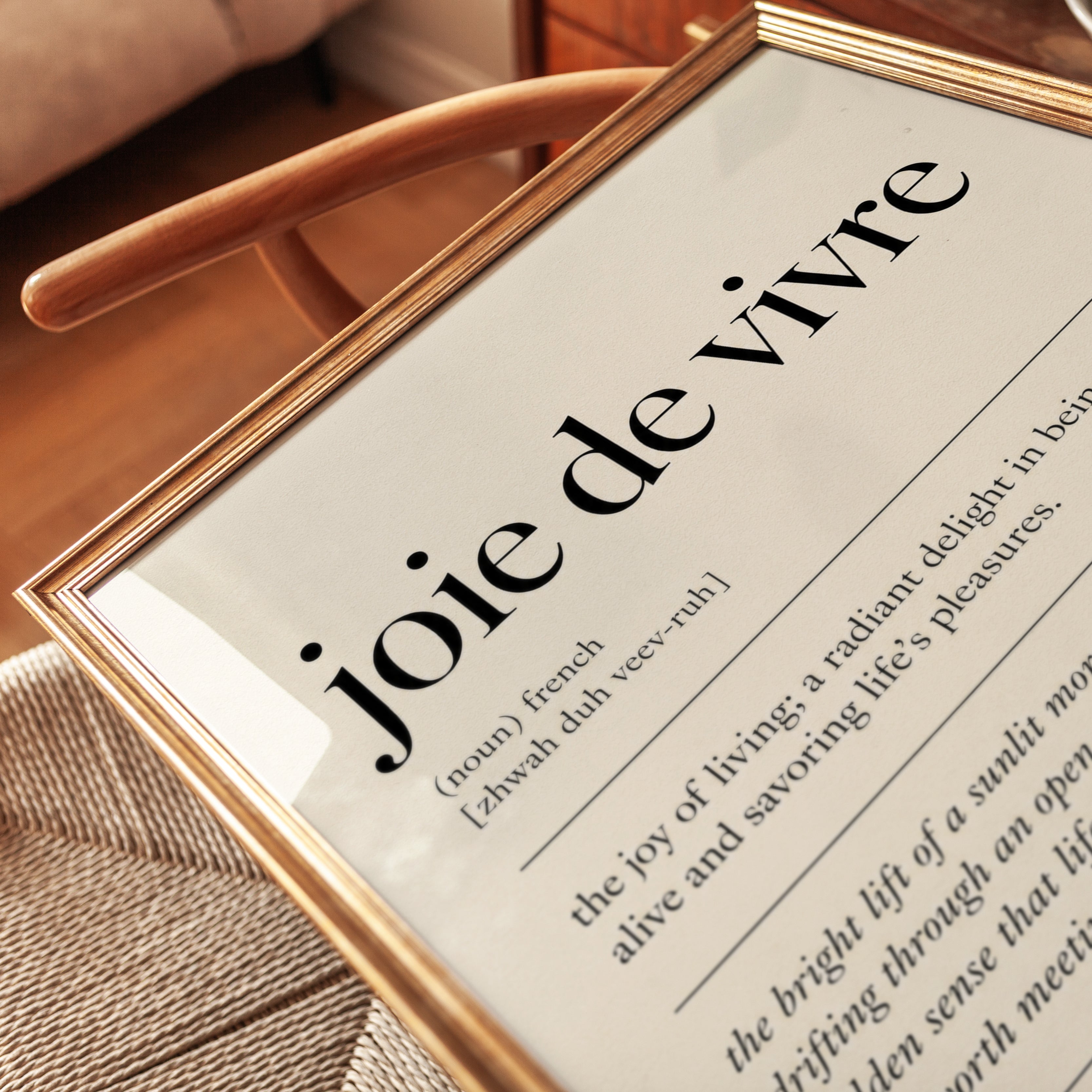 Typography Wall Art: Joie de Vivre French Quote - detail
