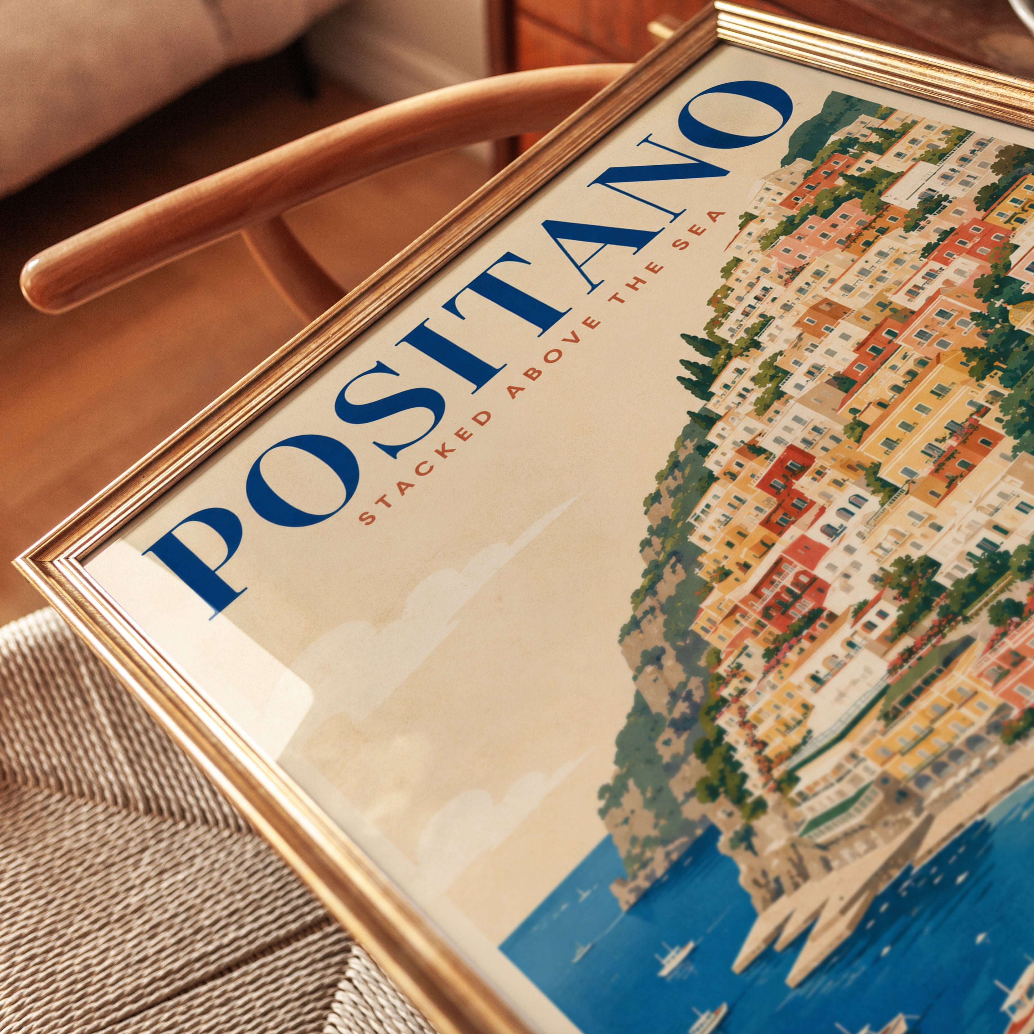 Positano Travel Poster – Vintage Italy Print - detail