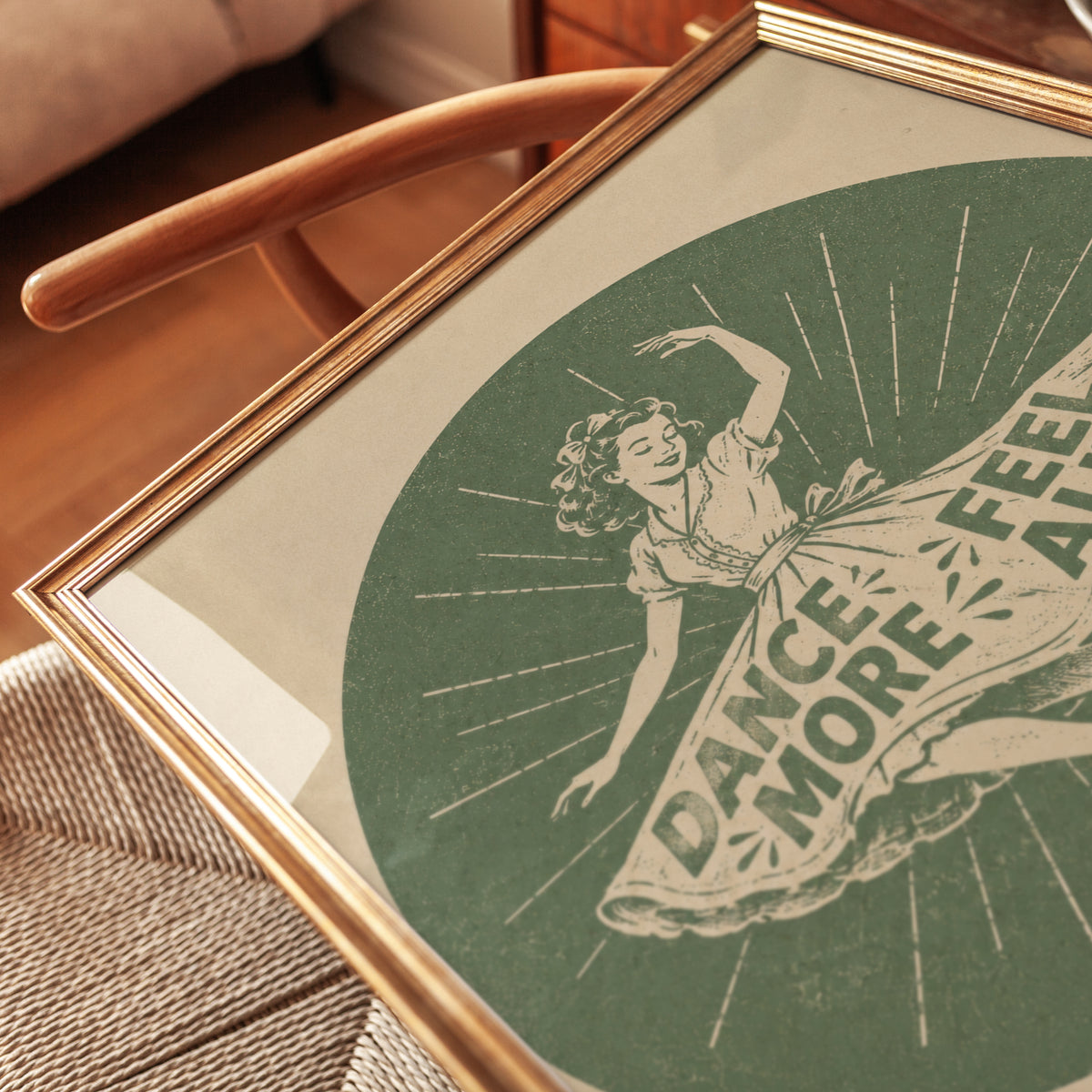 Vintage Dance Poster Print: 1950s Woman - detail