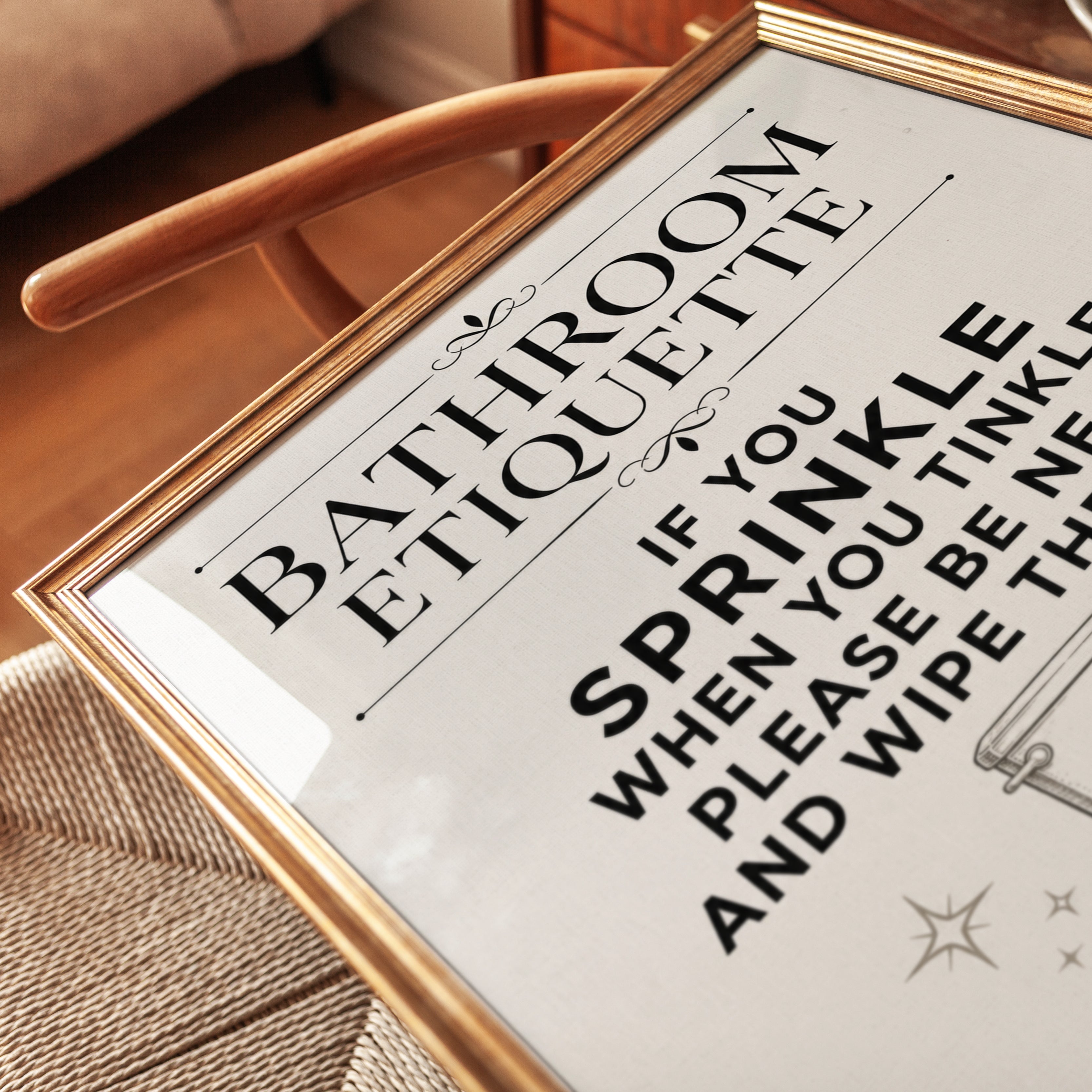 Funny Bathroom Etiquette Print - detail