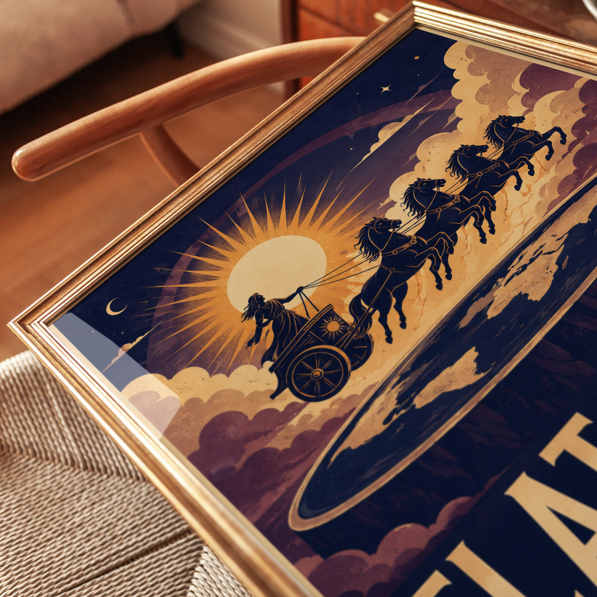 Mythology Wall Art: Flat Earth Sun Chariot - detail