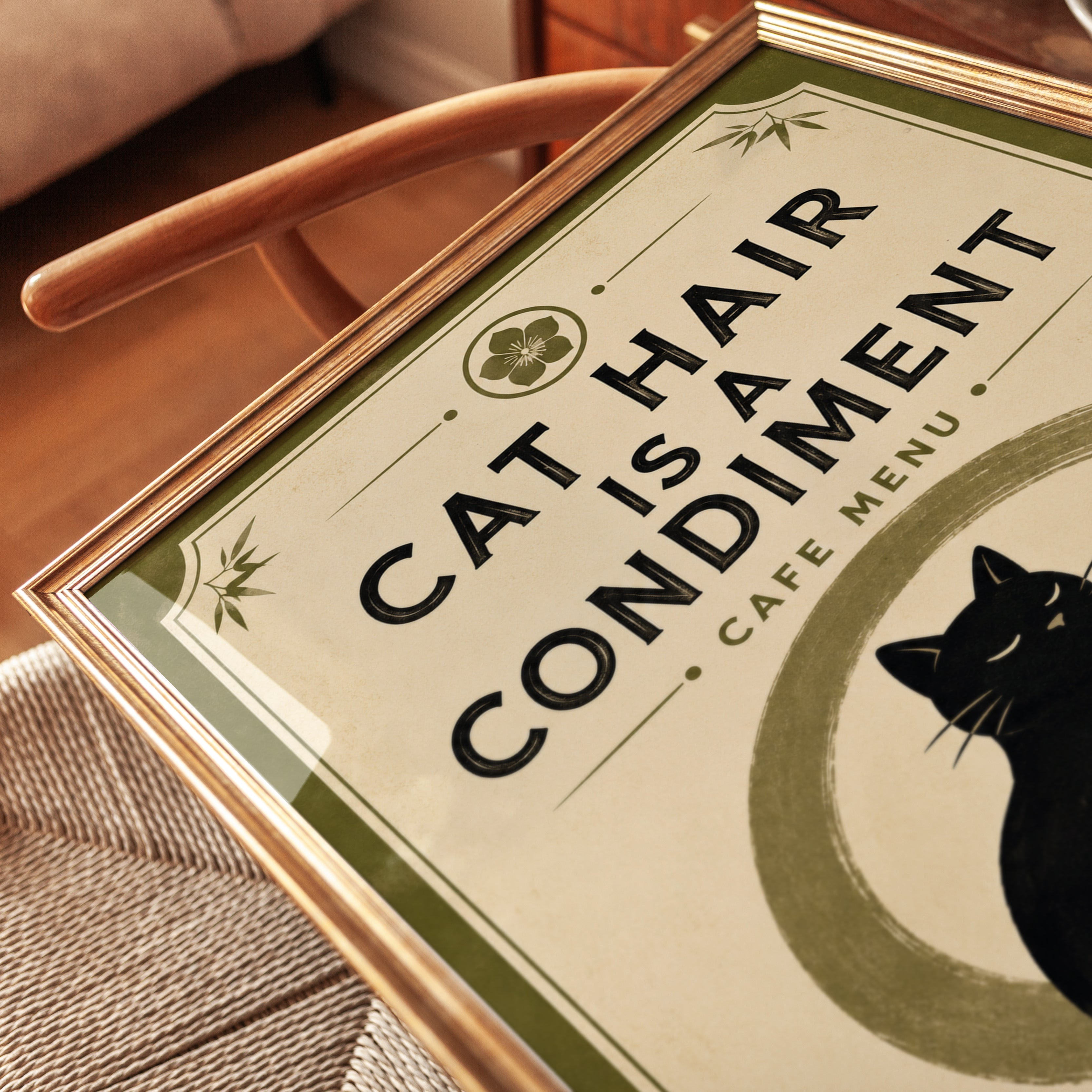 Cat Hair Is A Condiment Print: Vintage Cafe Menu Wall Art - detail