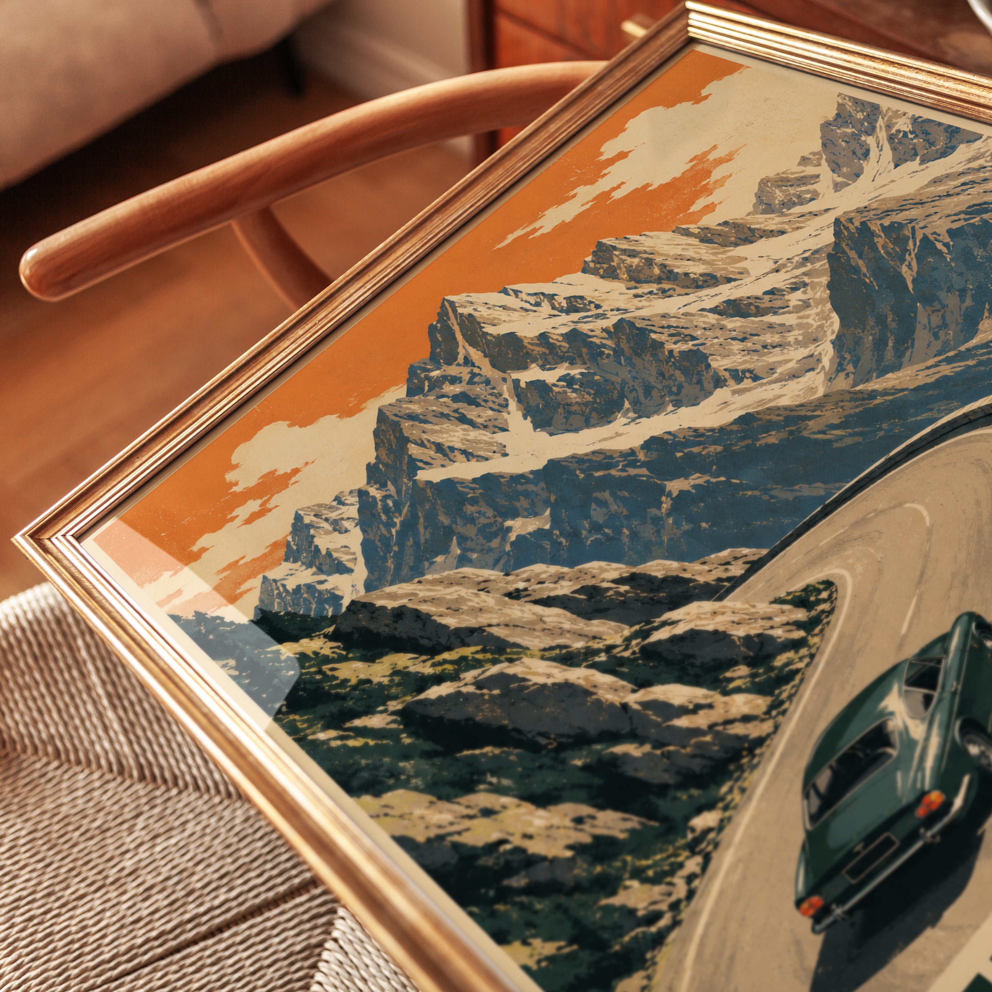 Vintage Mountain Poster – Alps Travel Print - detail