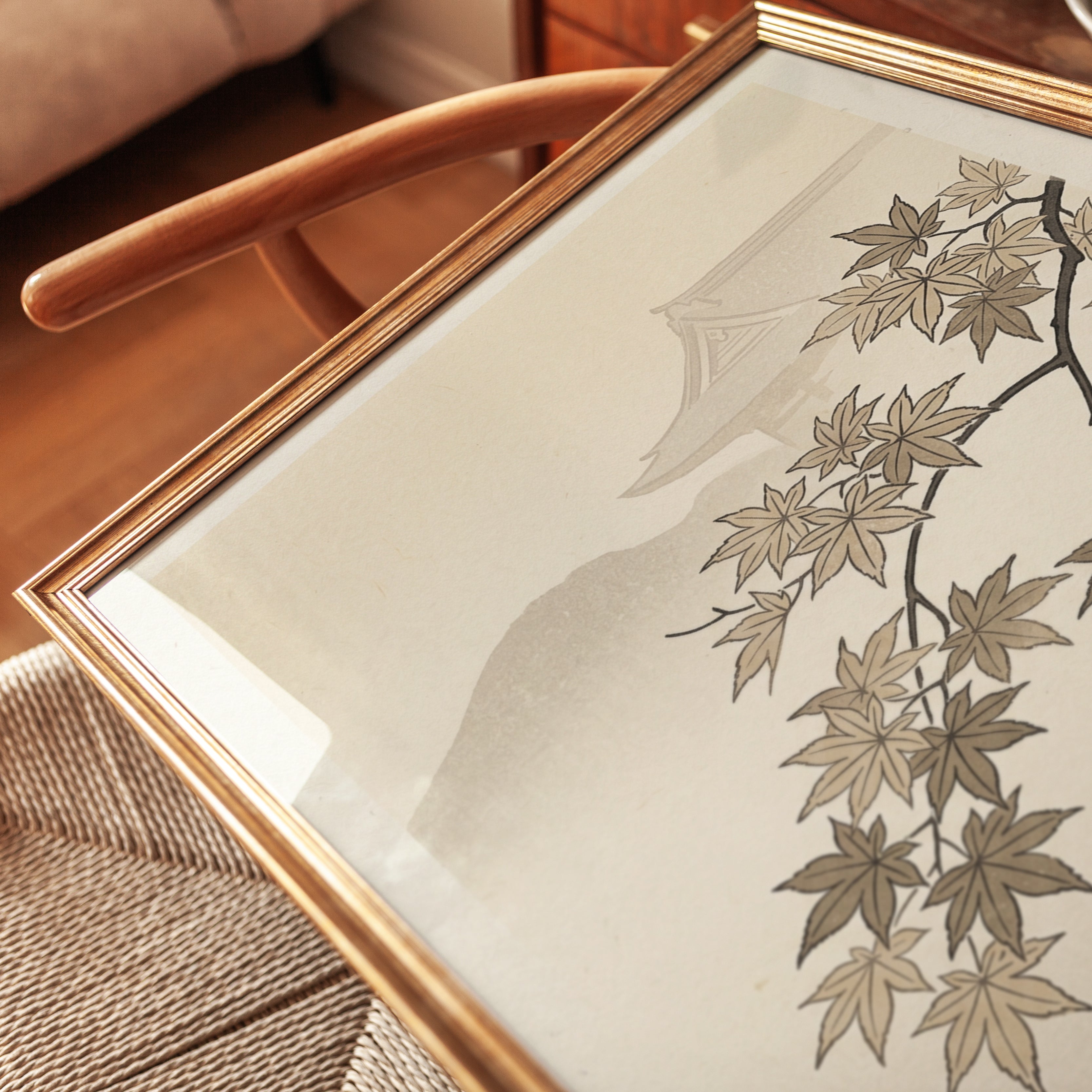 Japanese Maple Branch Print — Vintage Asian Botanical Art - detail