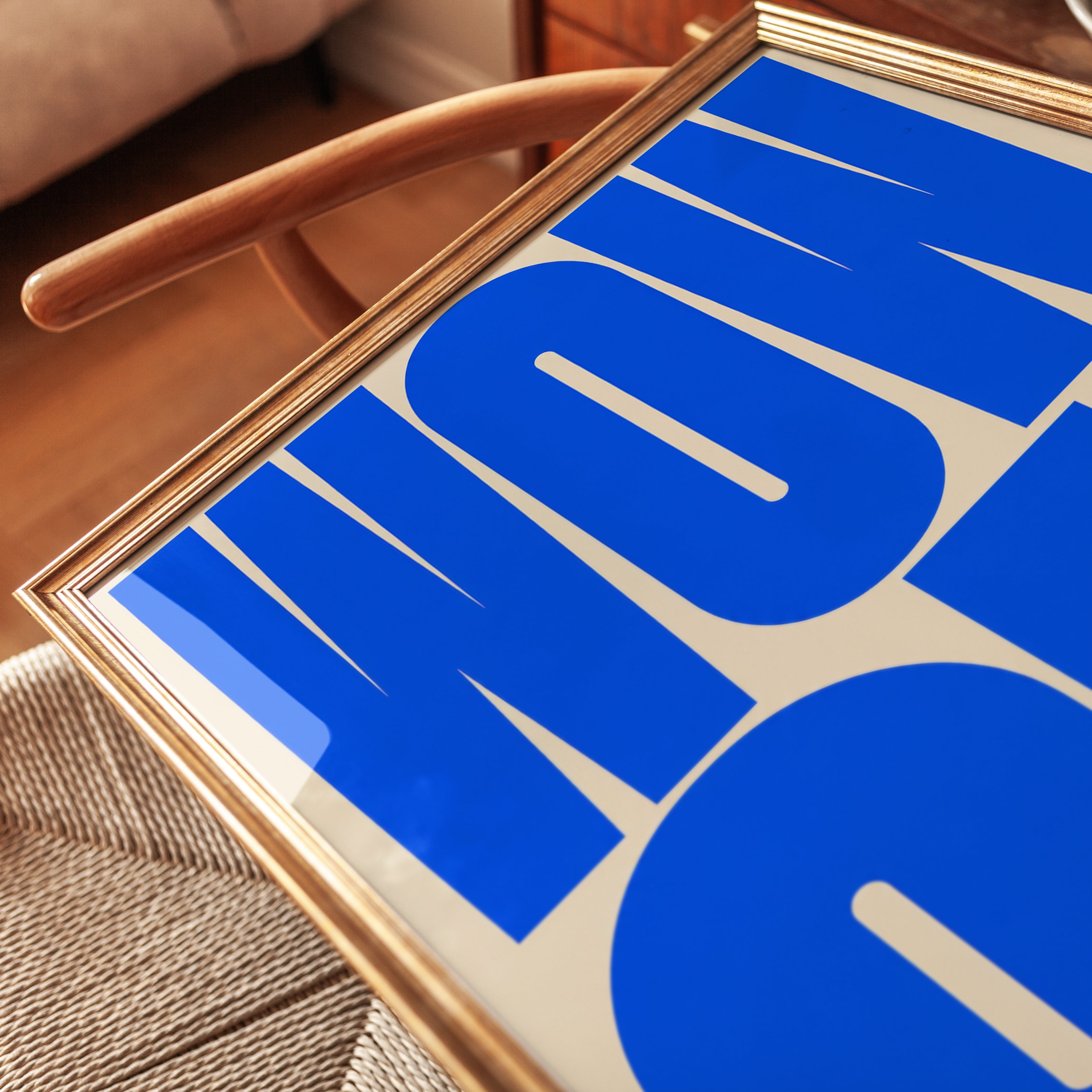 WOW OK Typography Print — Bold Blue Lettering - detail