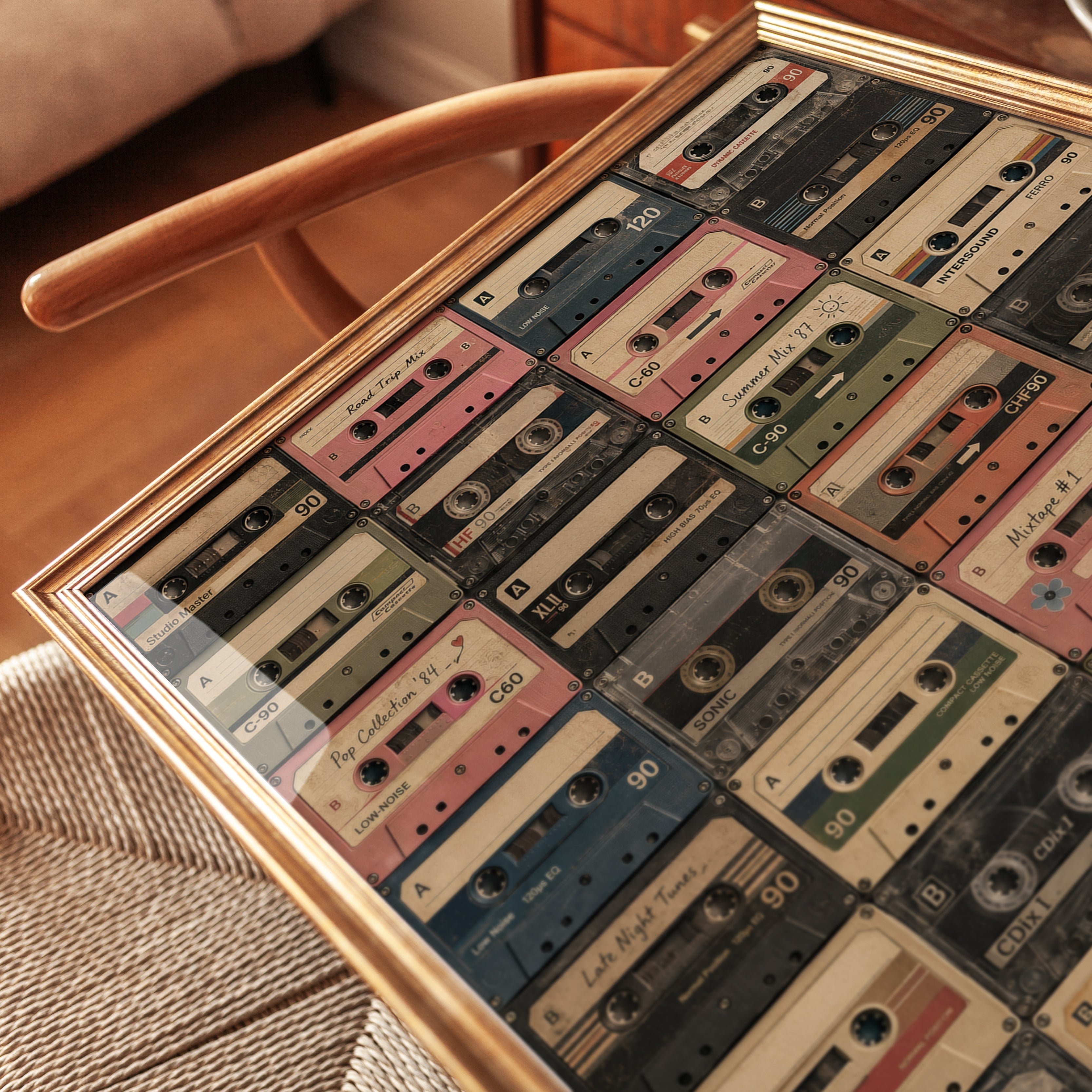 Cassette Tape Wall Art: Retro 90s Mixtape Design - detail