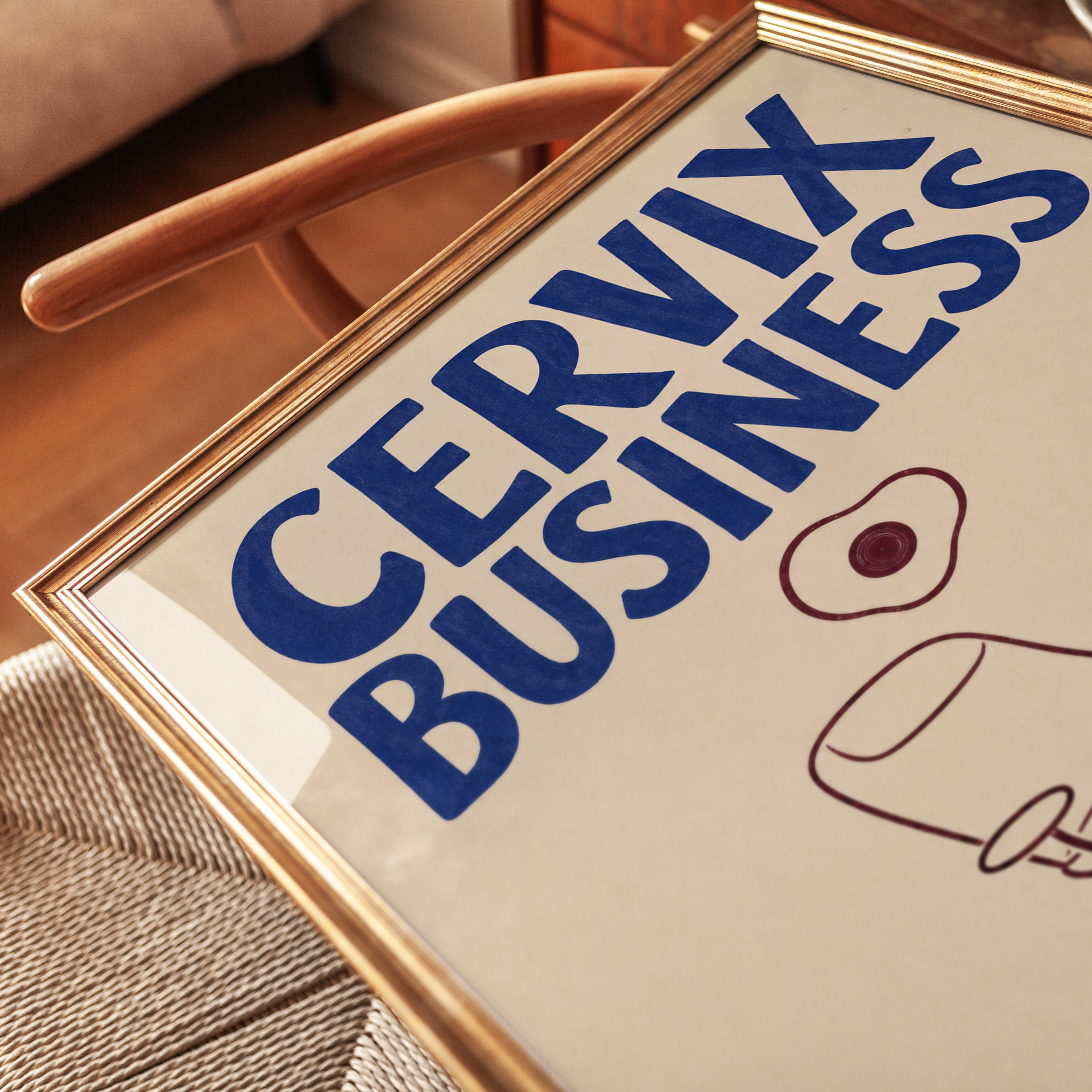 Cervix Business Poster: Retro Feminist Humor Line Art - detail