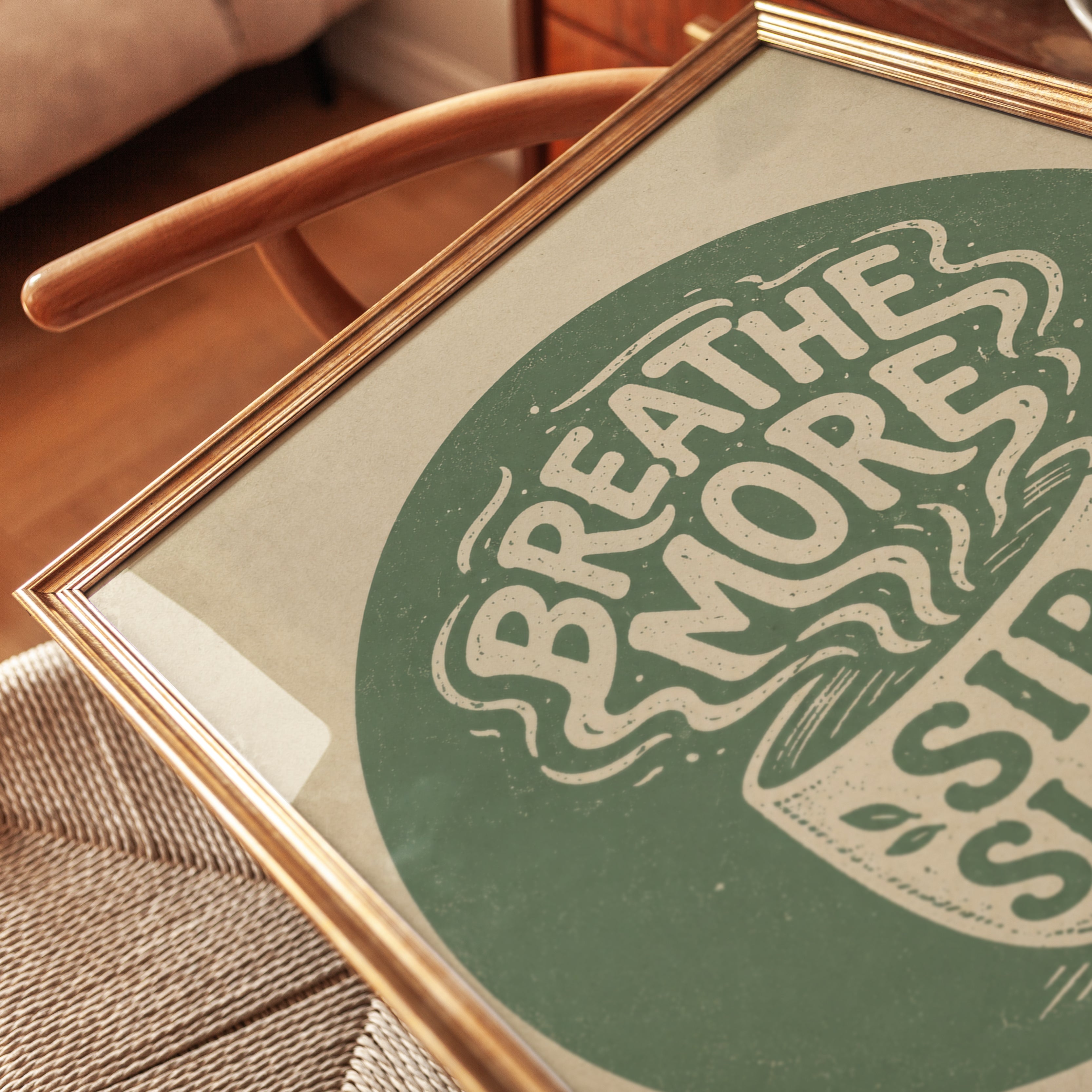 Tea Wall Art: Vintage Typography – Sage Green - detail