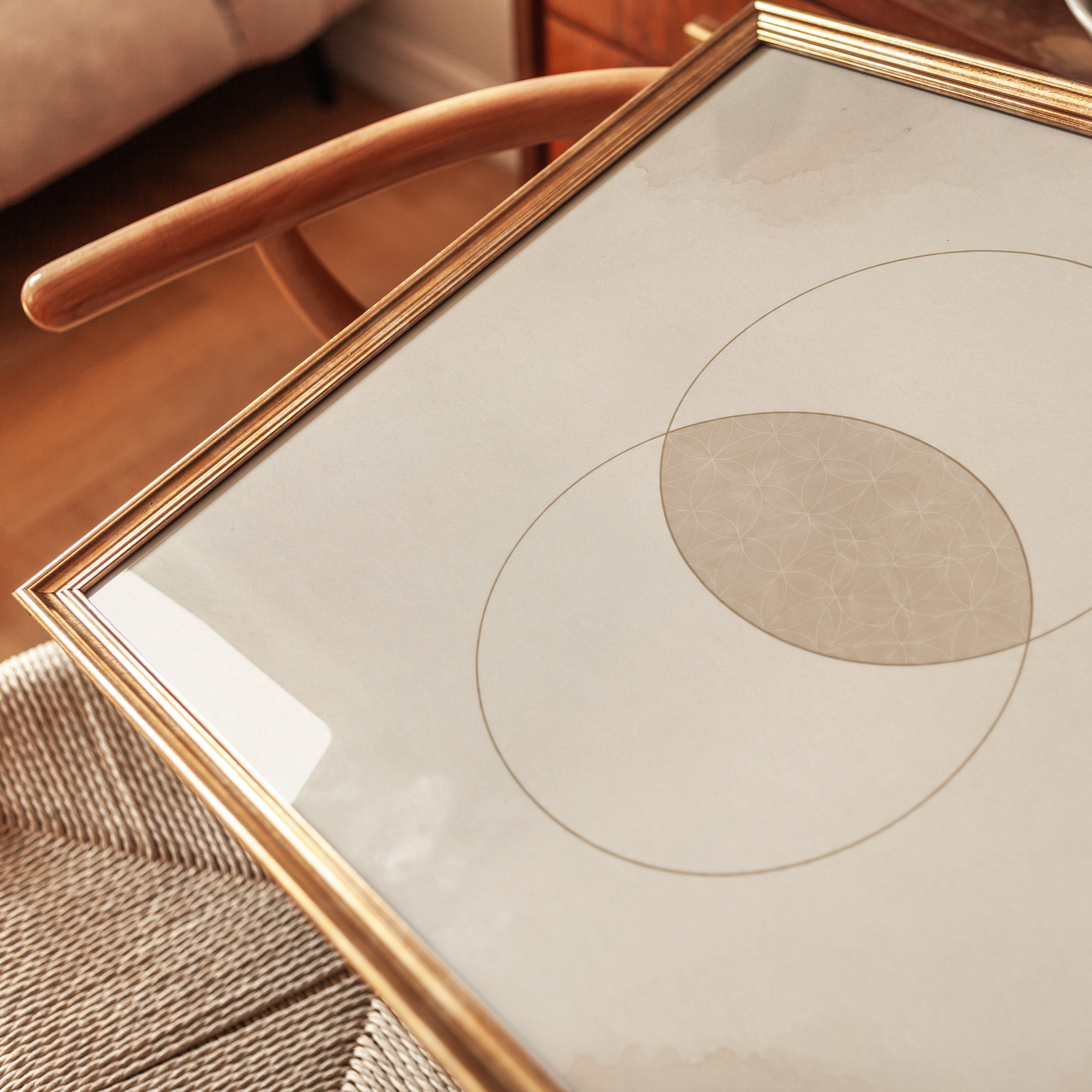 Sacred Geometry Print: Vesica Piscis Symbol (Minimalist Neutral Art) - detail