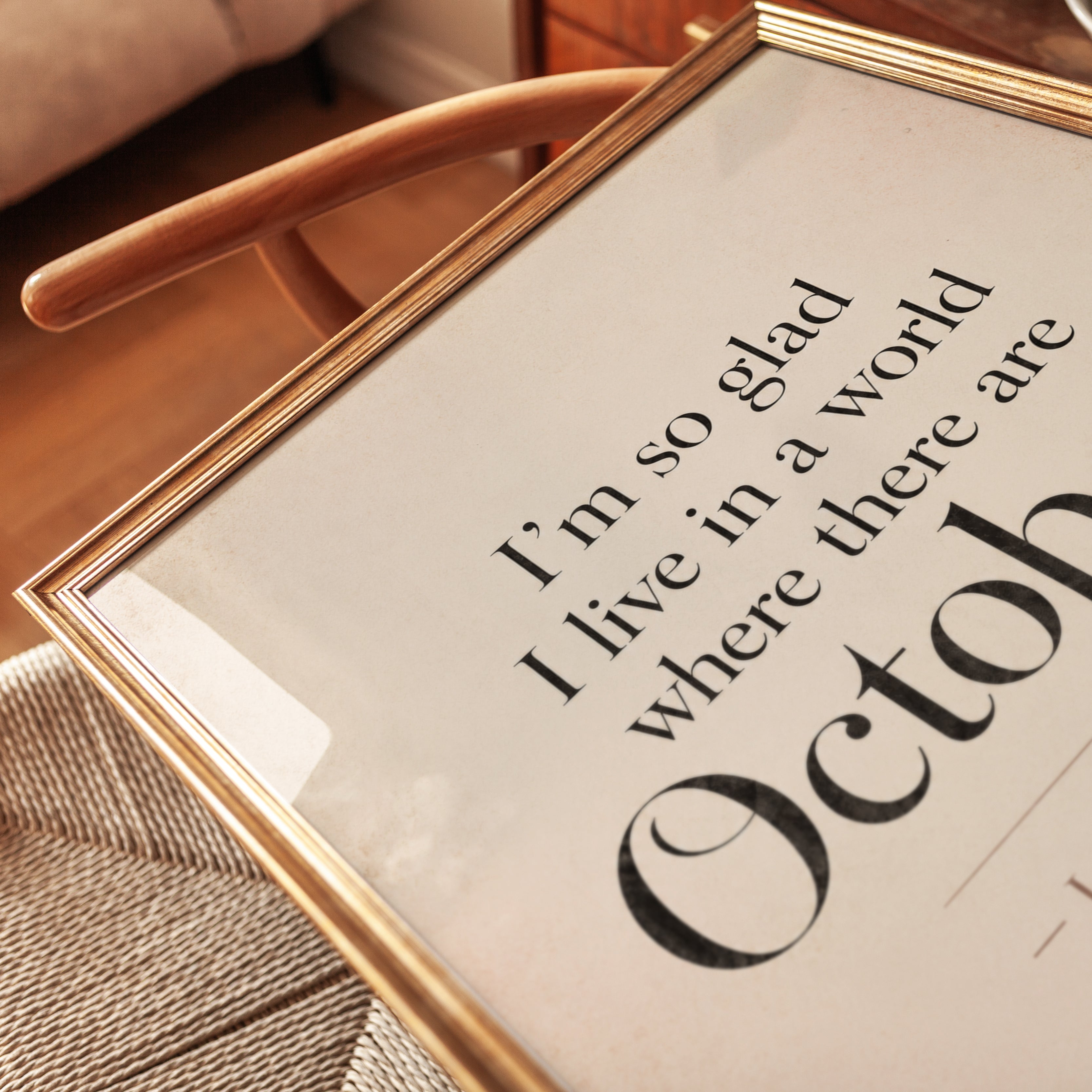 October Quote Print – Literary Wall Art - detail