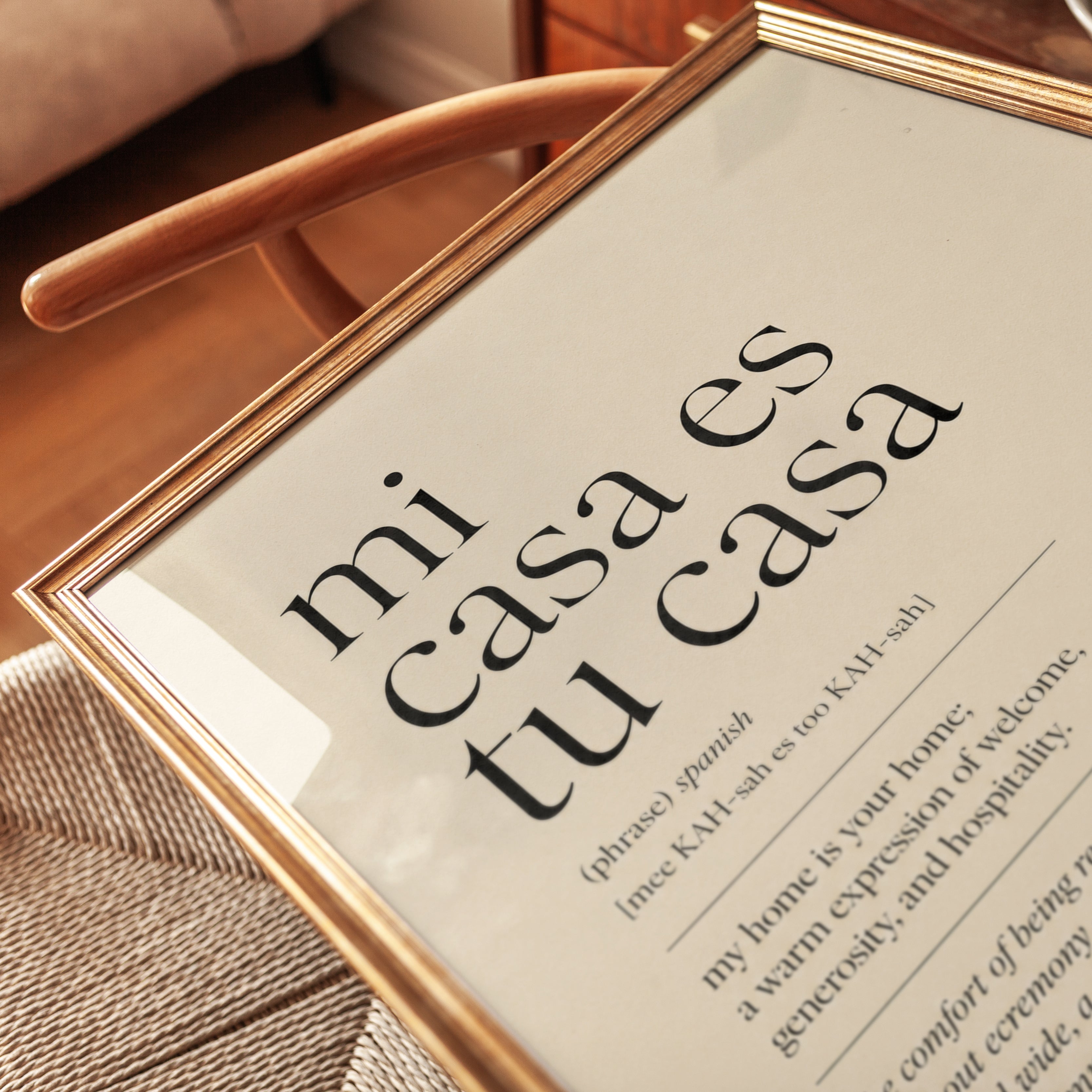 Mi Casa Es Tu Casa Wall Art Print — Spanish Welcome Sign - detail