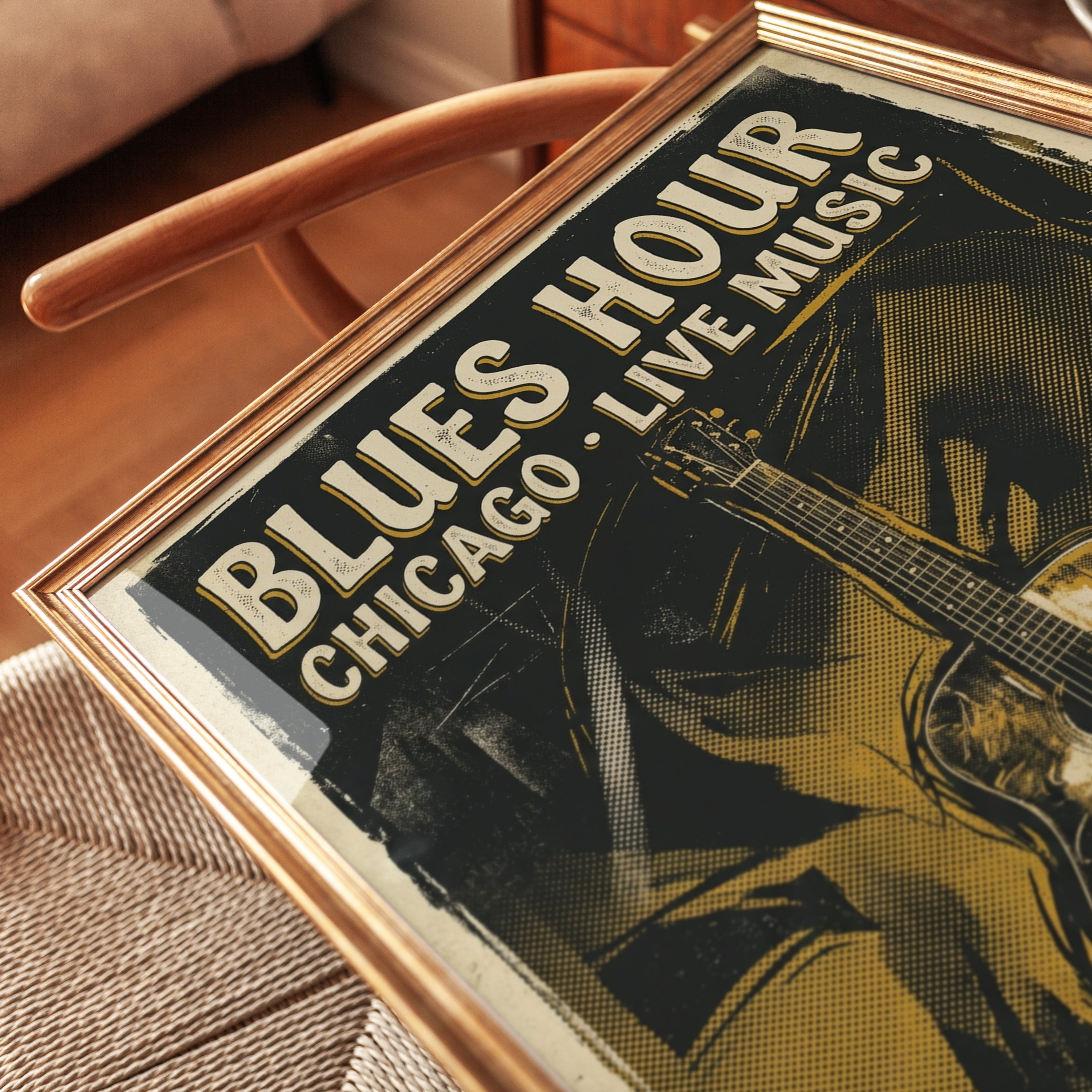 Blues Hour Chicago Poster: Vintage Music Graphic Art Print - detail