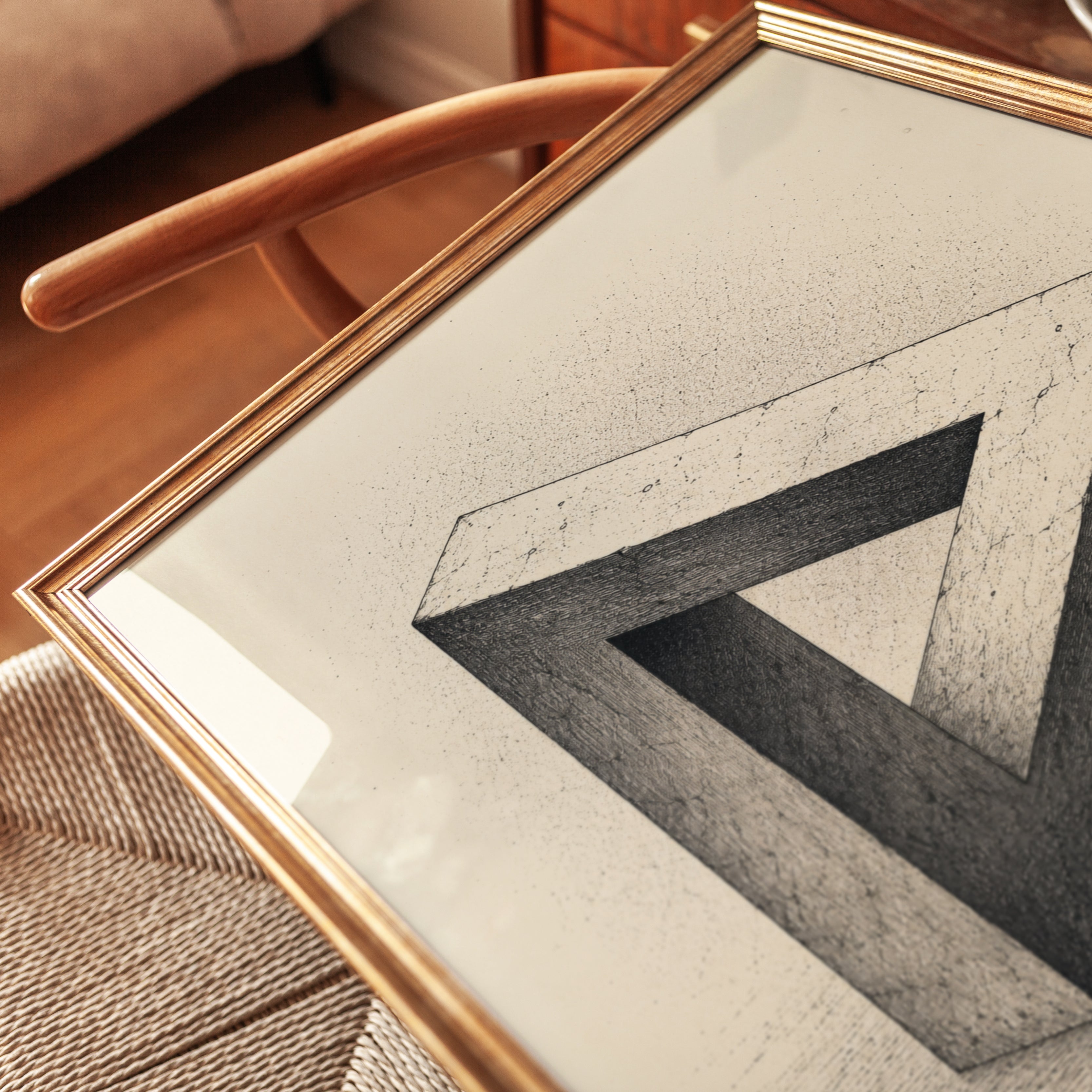 Impossible Triangle Print – Geometric Wall Art - detail