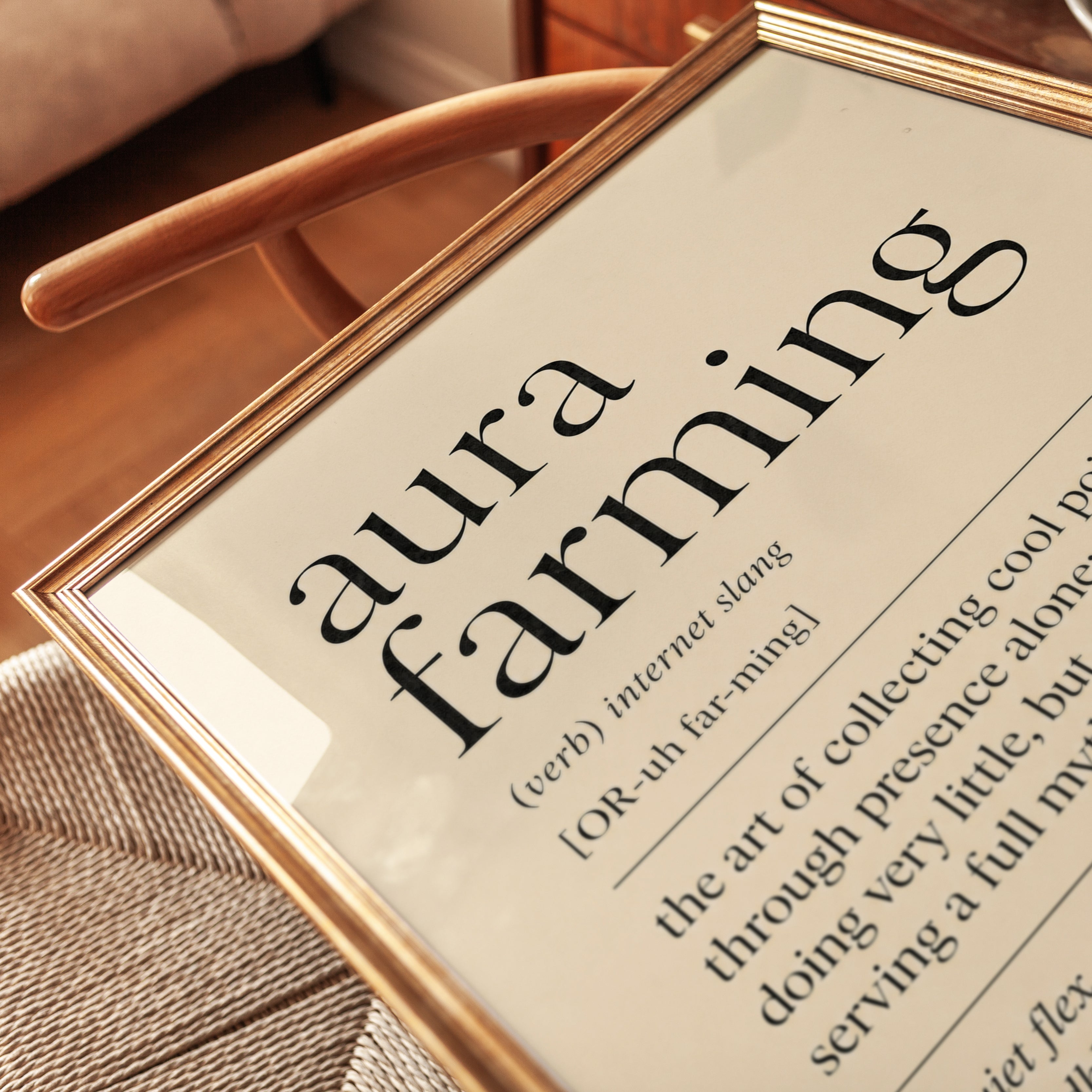 Aura Farming Definition Print: Modern Typography Wall Art - detail
