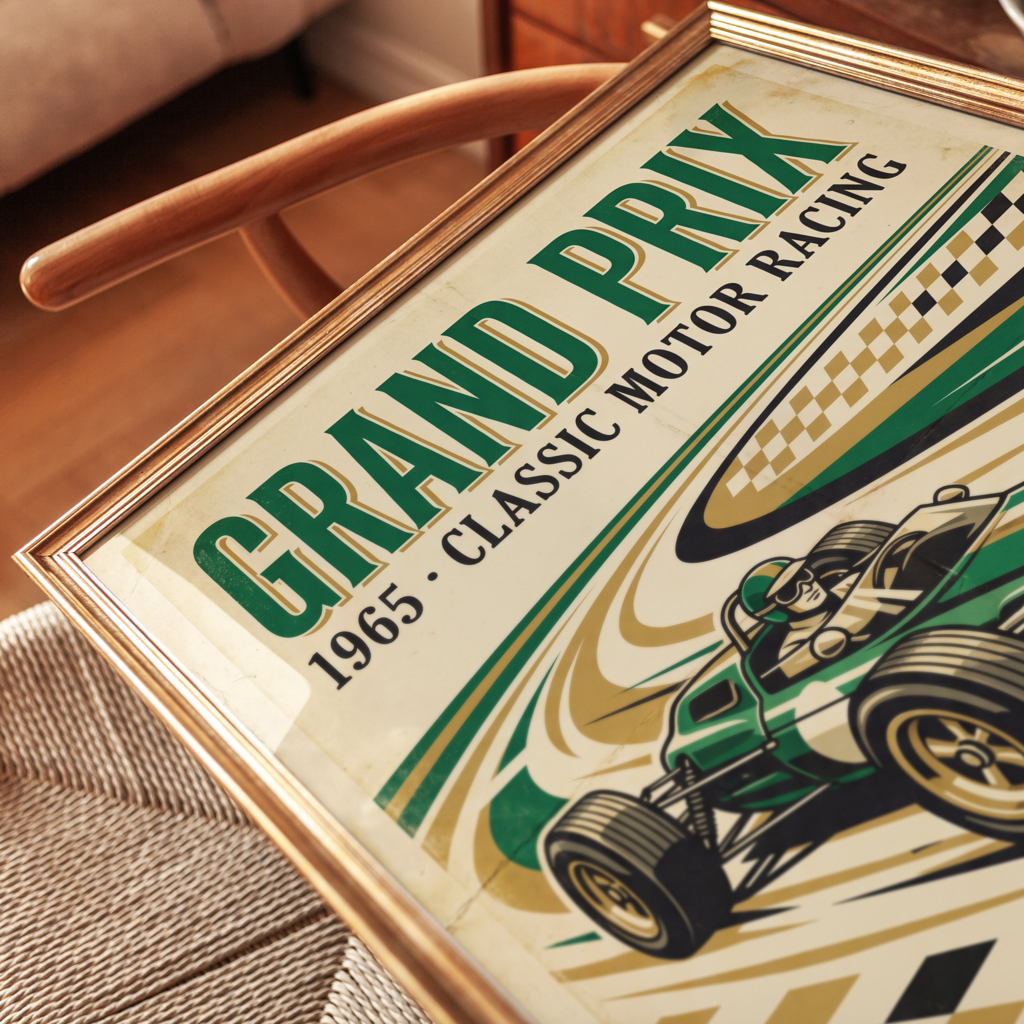 Vintage Grand Prix Poster Print — 1965 Classic Motor Racing - detail