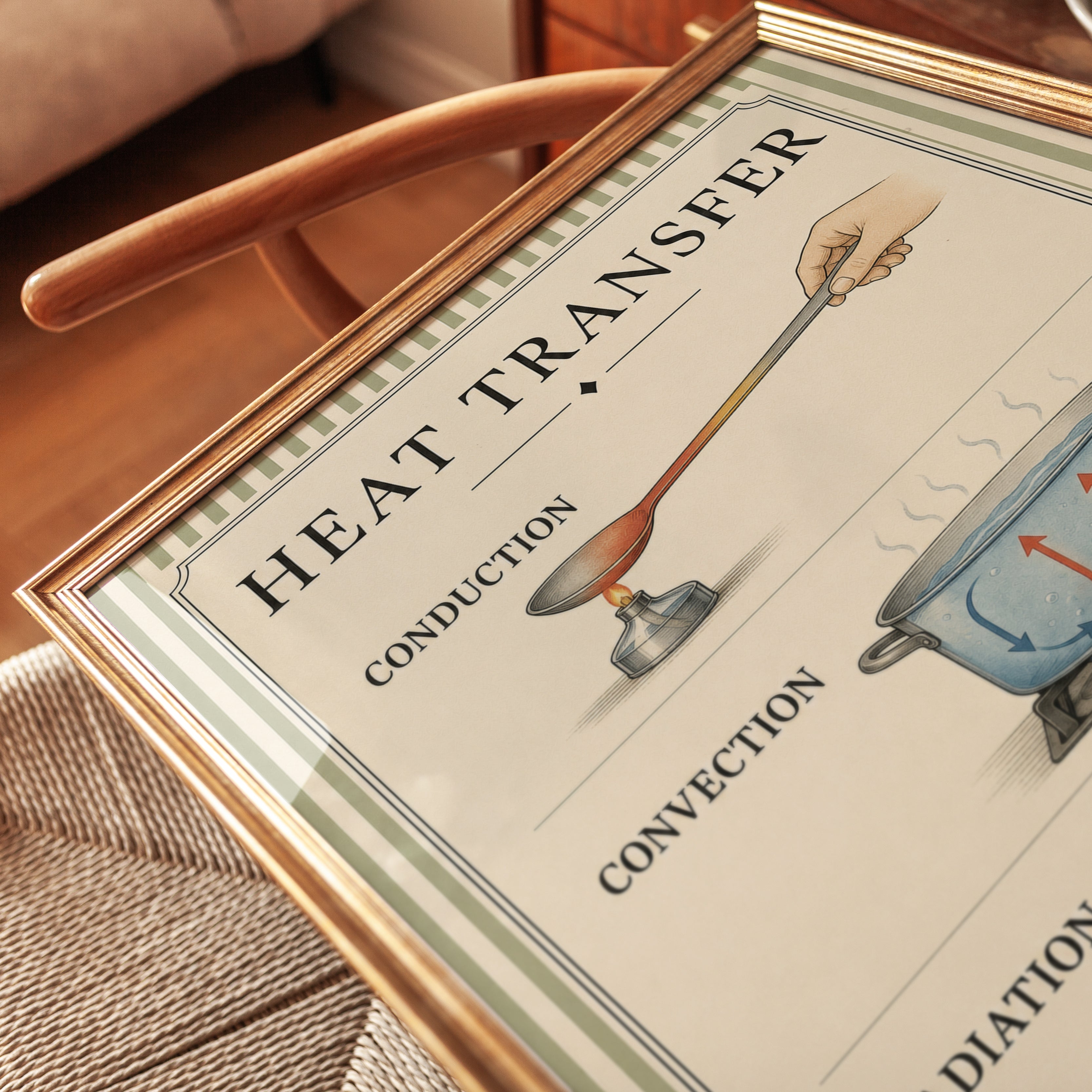 Heat Transfer Educational Diagram Print: Vintage Science Poster - detail