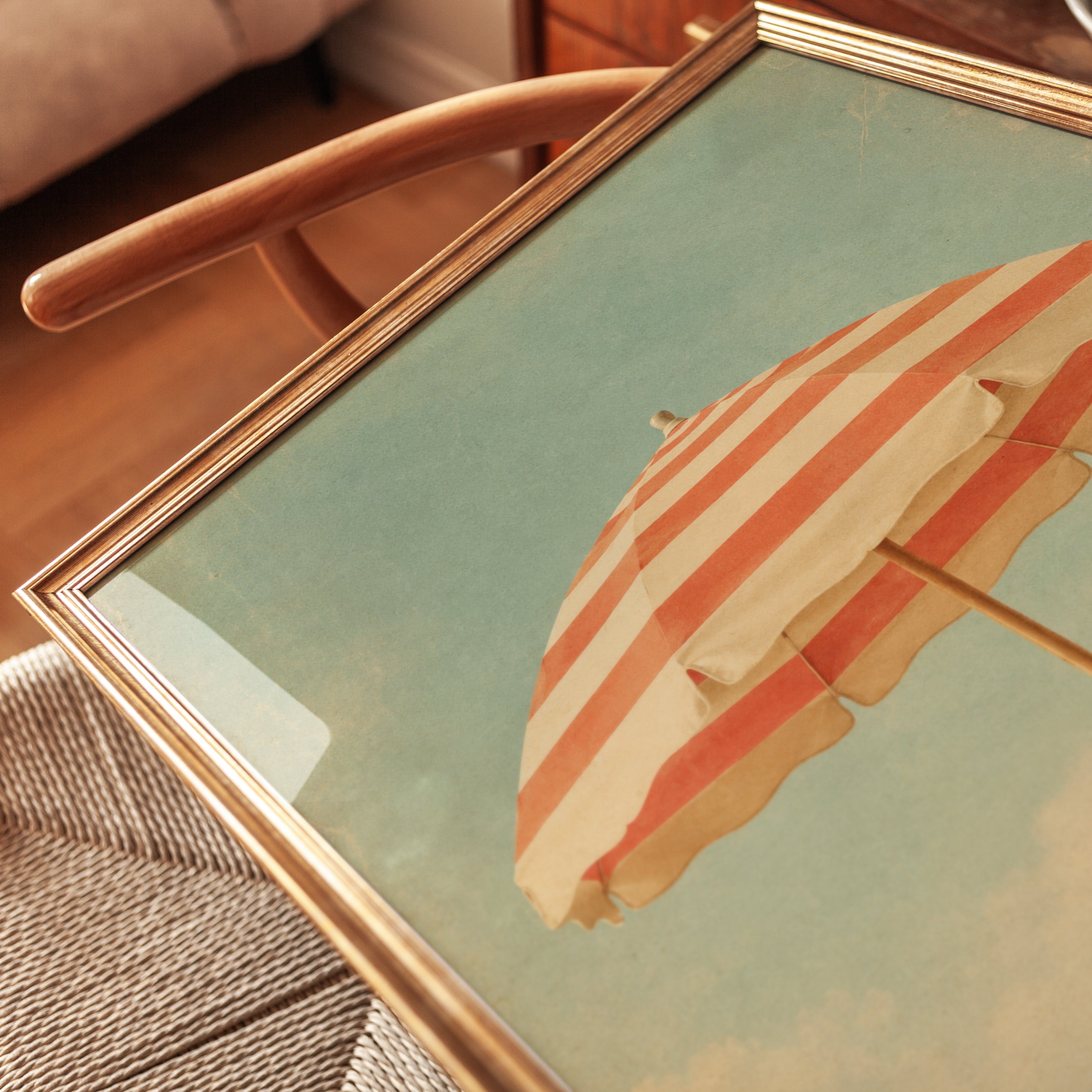 Beach Umbrella Wall Art – Coastal Print - detail