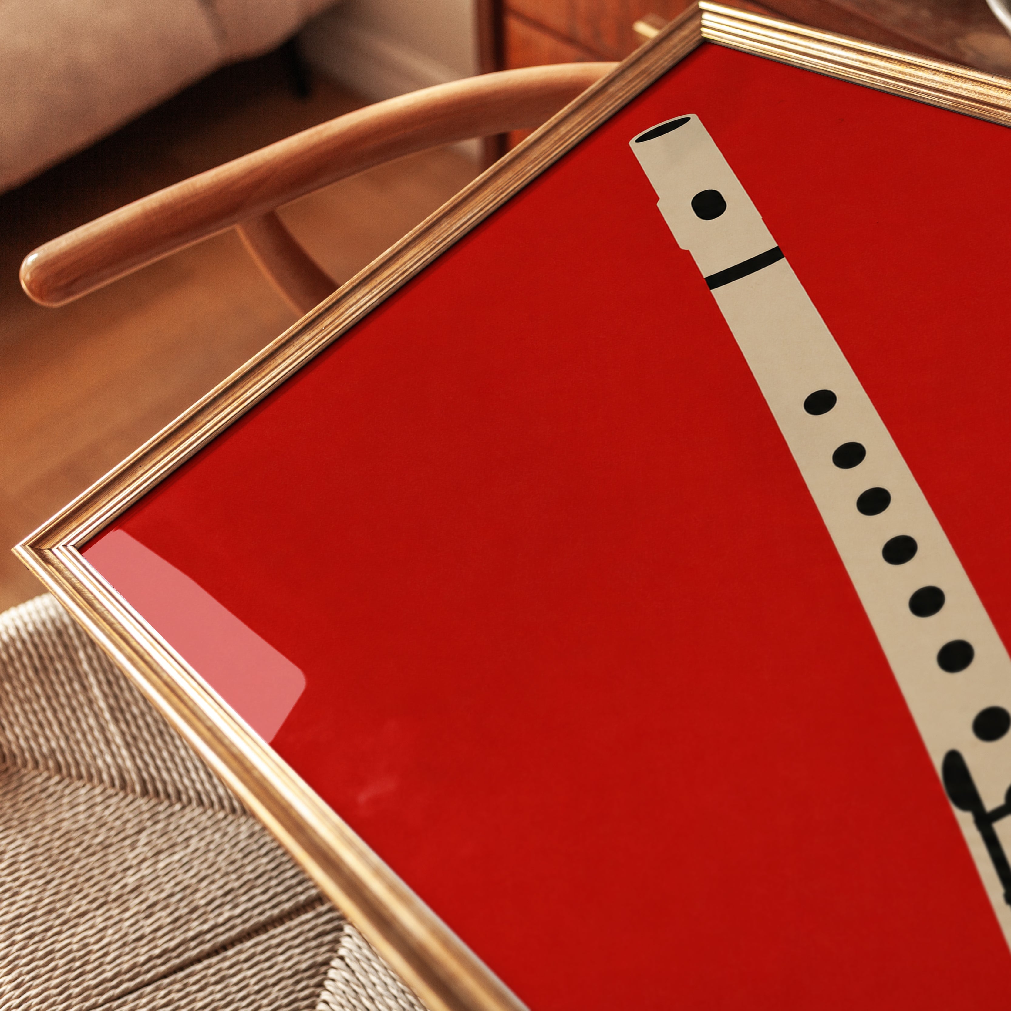 Recorder Art Print — Minimalist Musical Instrument Illustration - detail