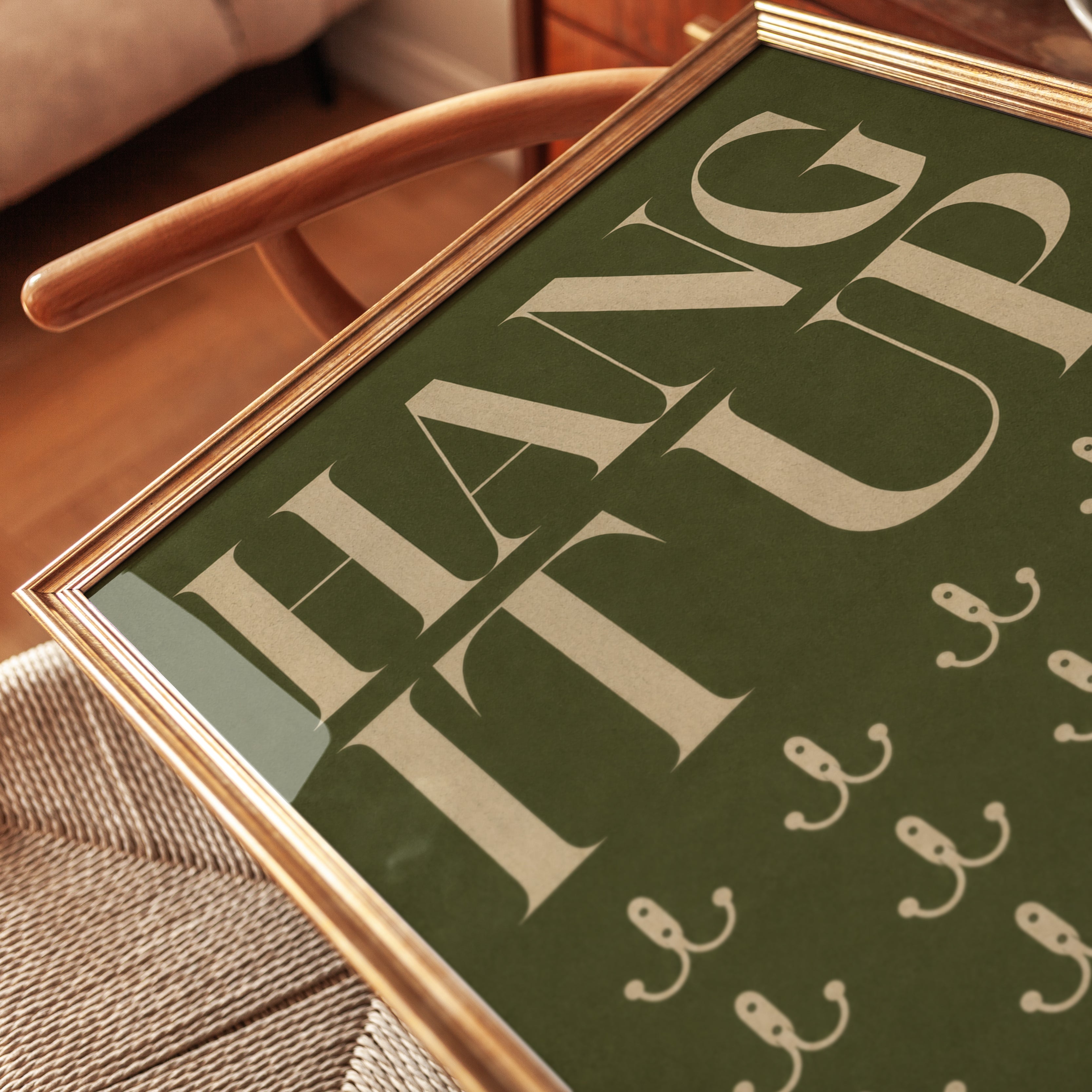 Typography Wall Art: Vintage Hook Illustration - detail