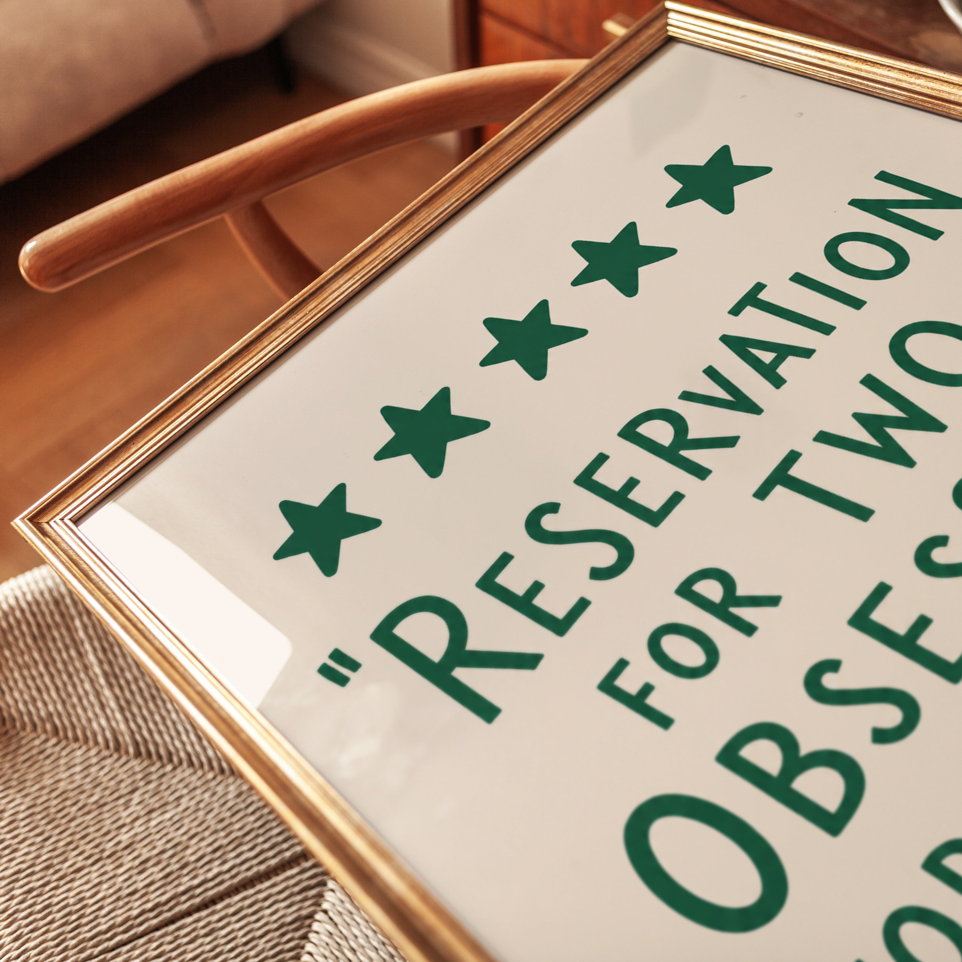 Funny Restaurant Quote Print: Five Star Rating Typography - detail