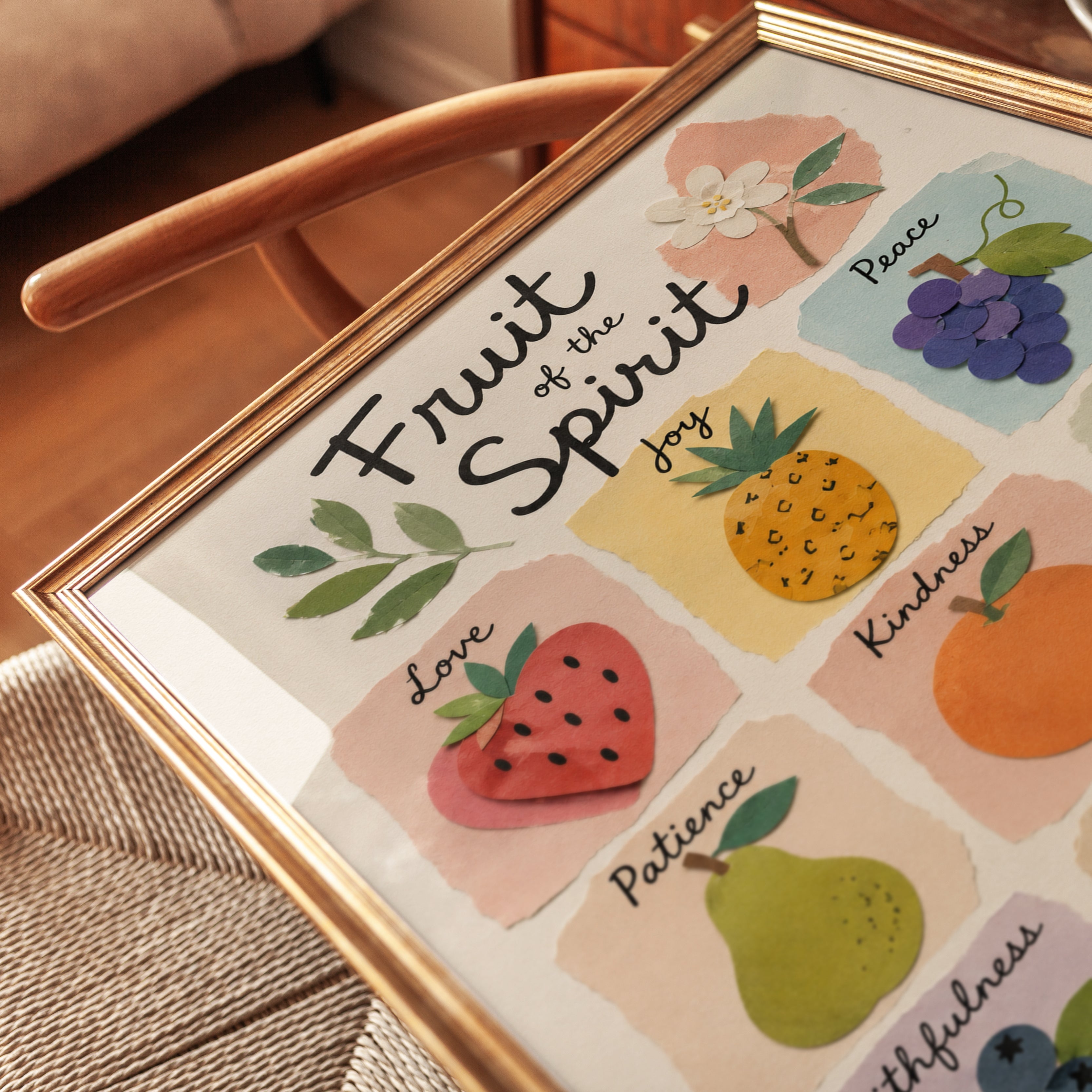 Fruit of the Spirit Print: Watercolor Bible Verse Wall Art - detail