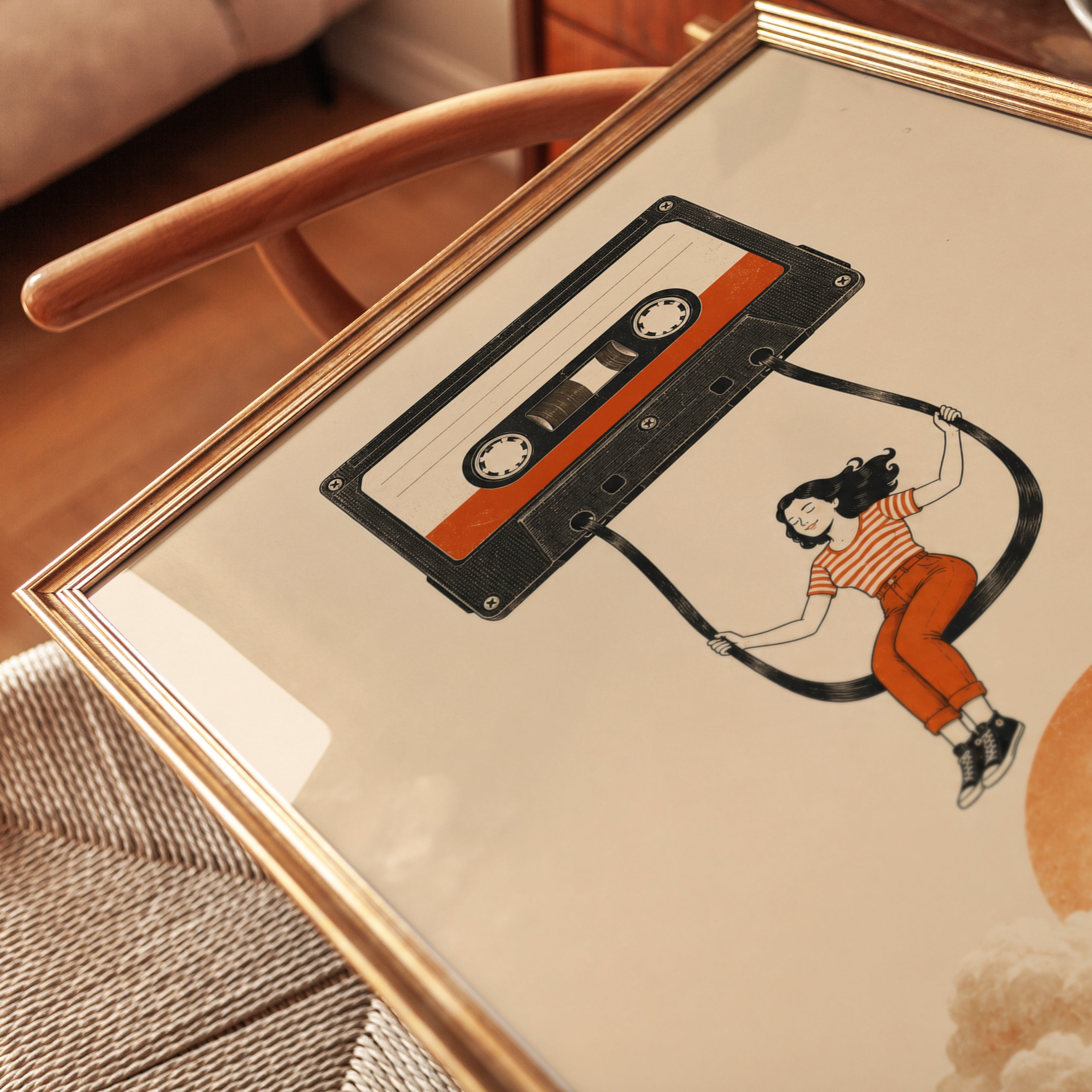 Whimsical Cassette Tape Art Print - detail