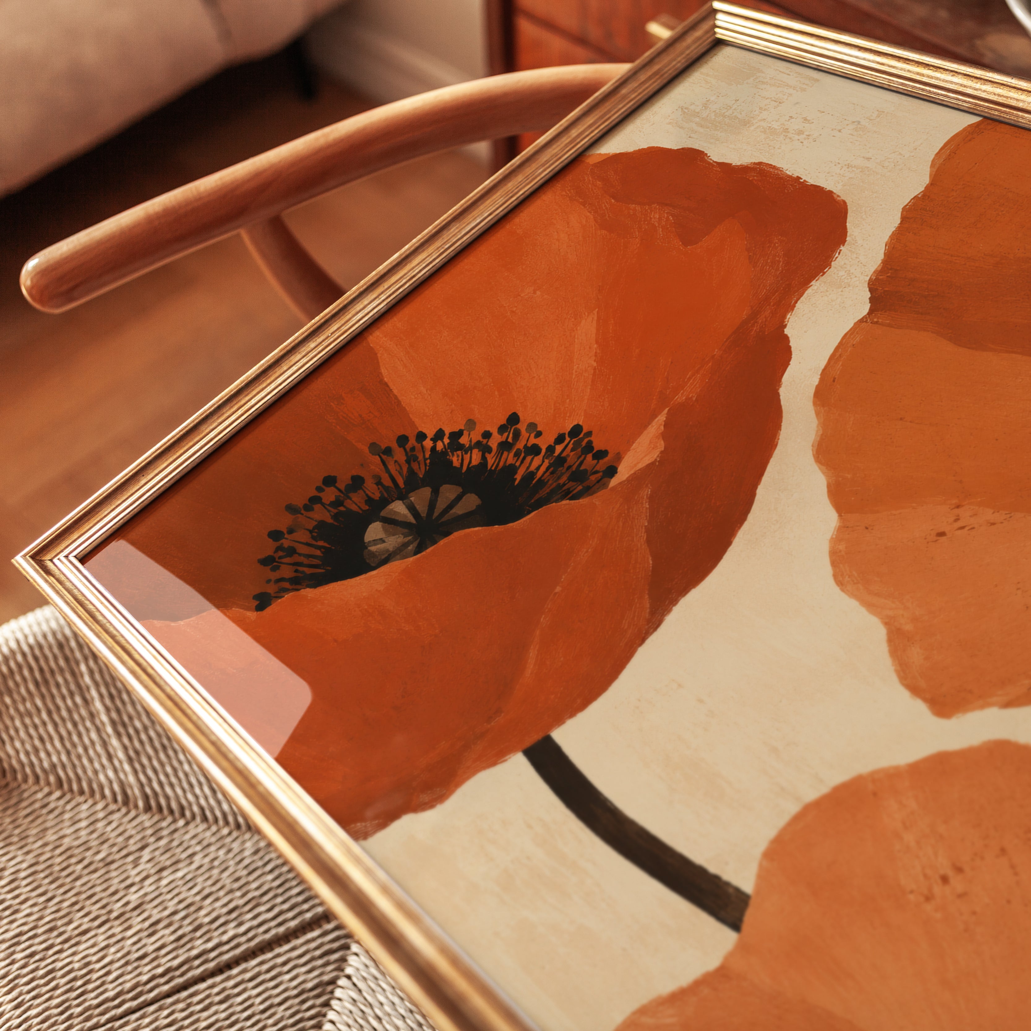 Orange Poppy Wall Art – Floral Botanical Print - detail