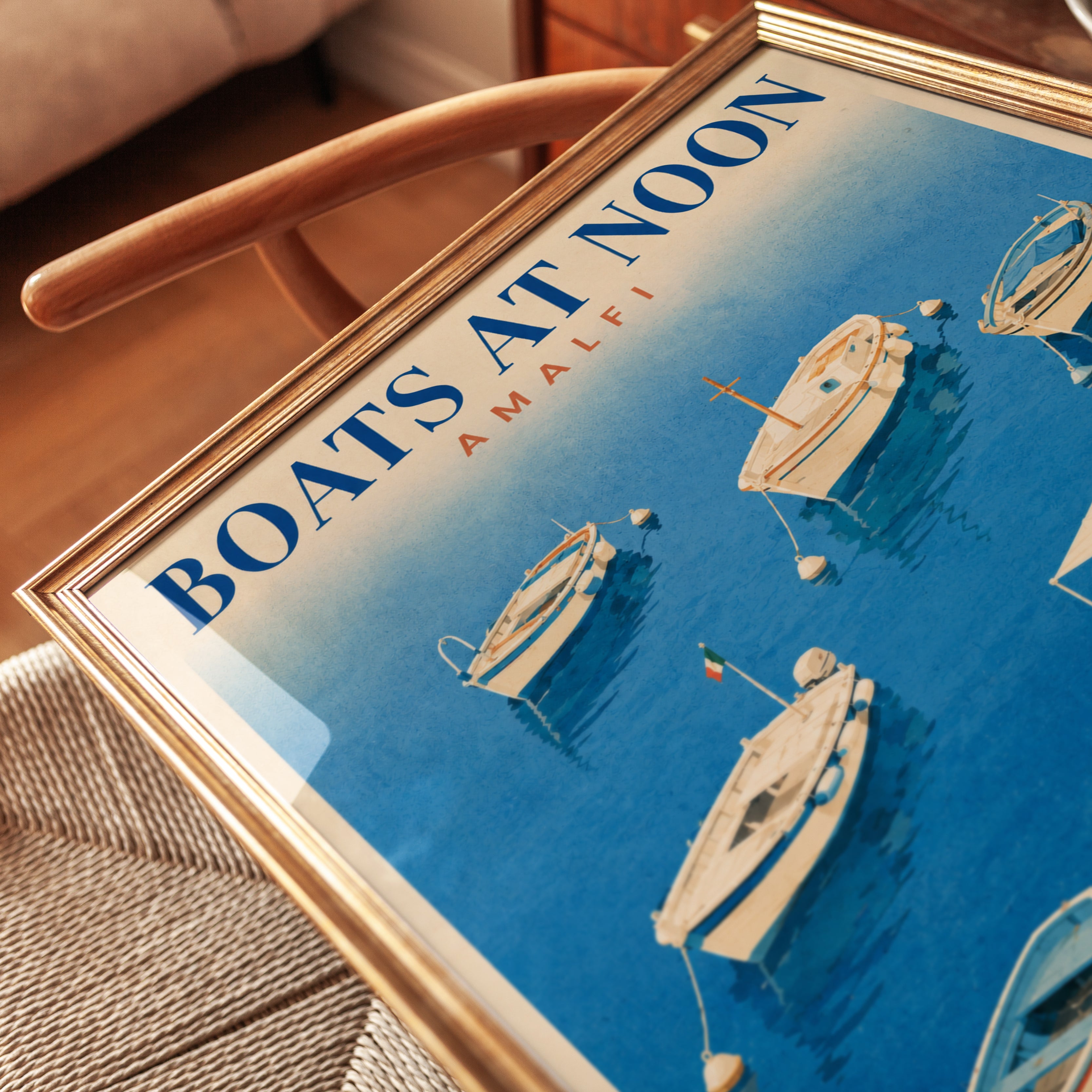 Amalfi Travel Poster – Boats at Noon Print - detail