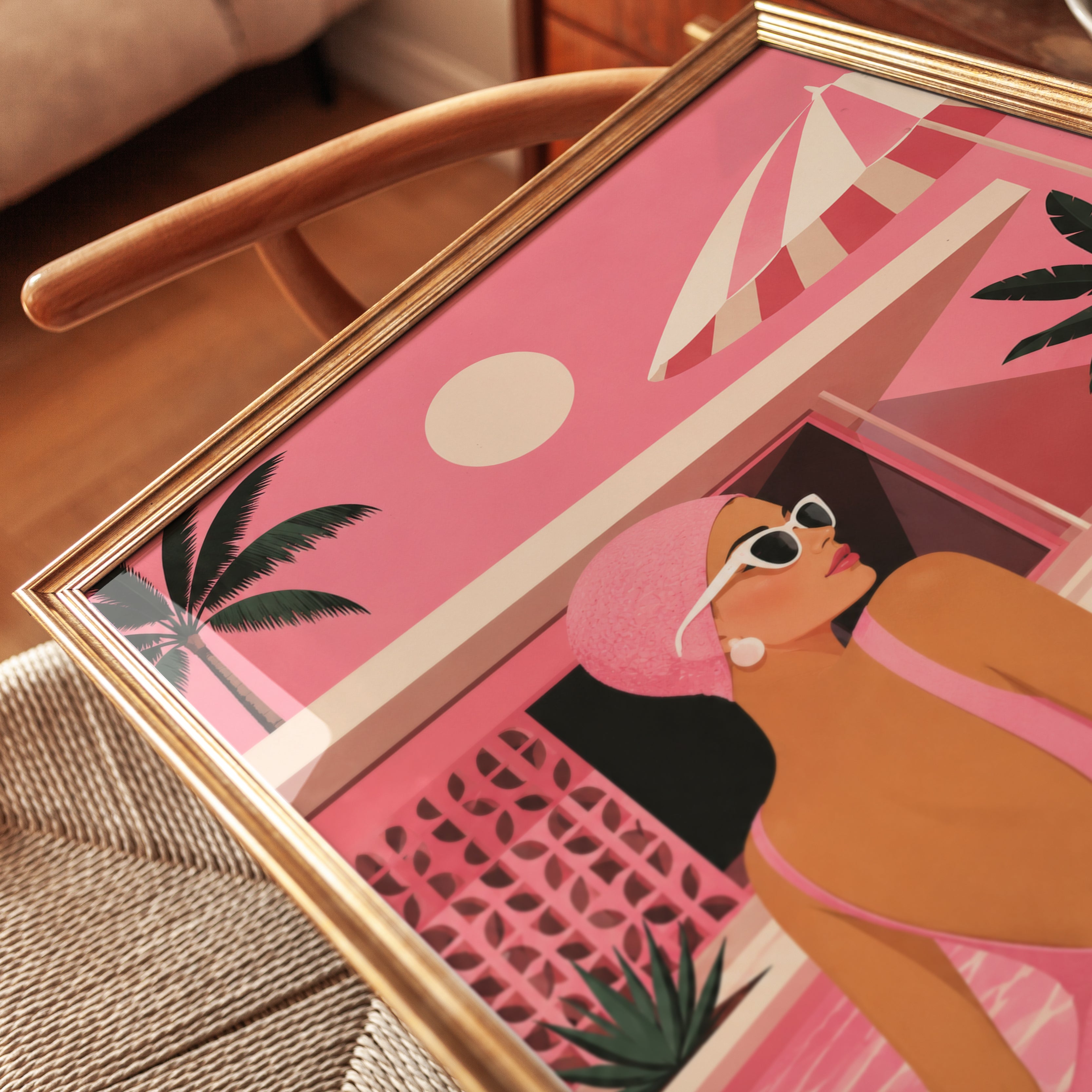 Poolside Wall Art – Mid Century Modern Print - detail