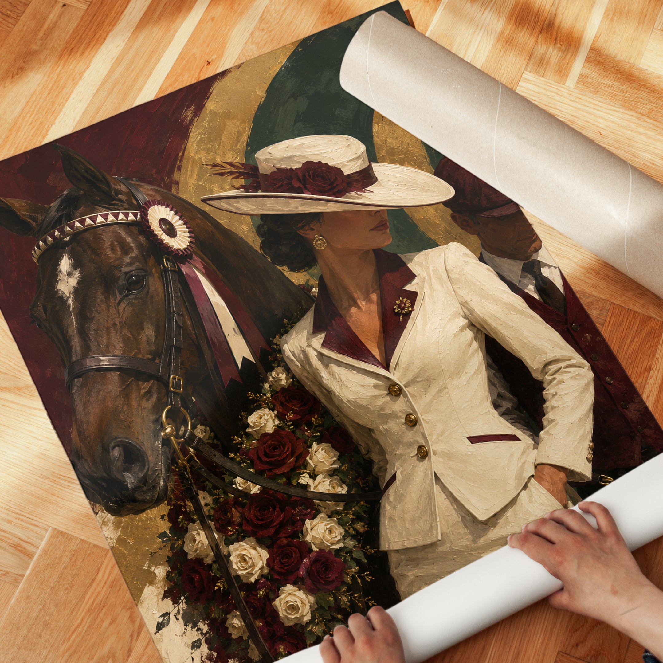 Equestrian Fashion Print – Woman & Horse - detail