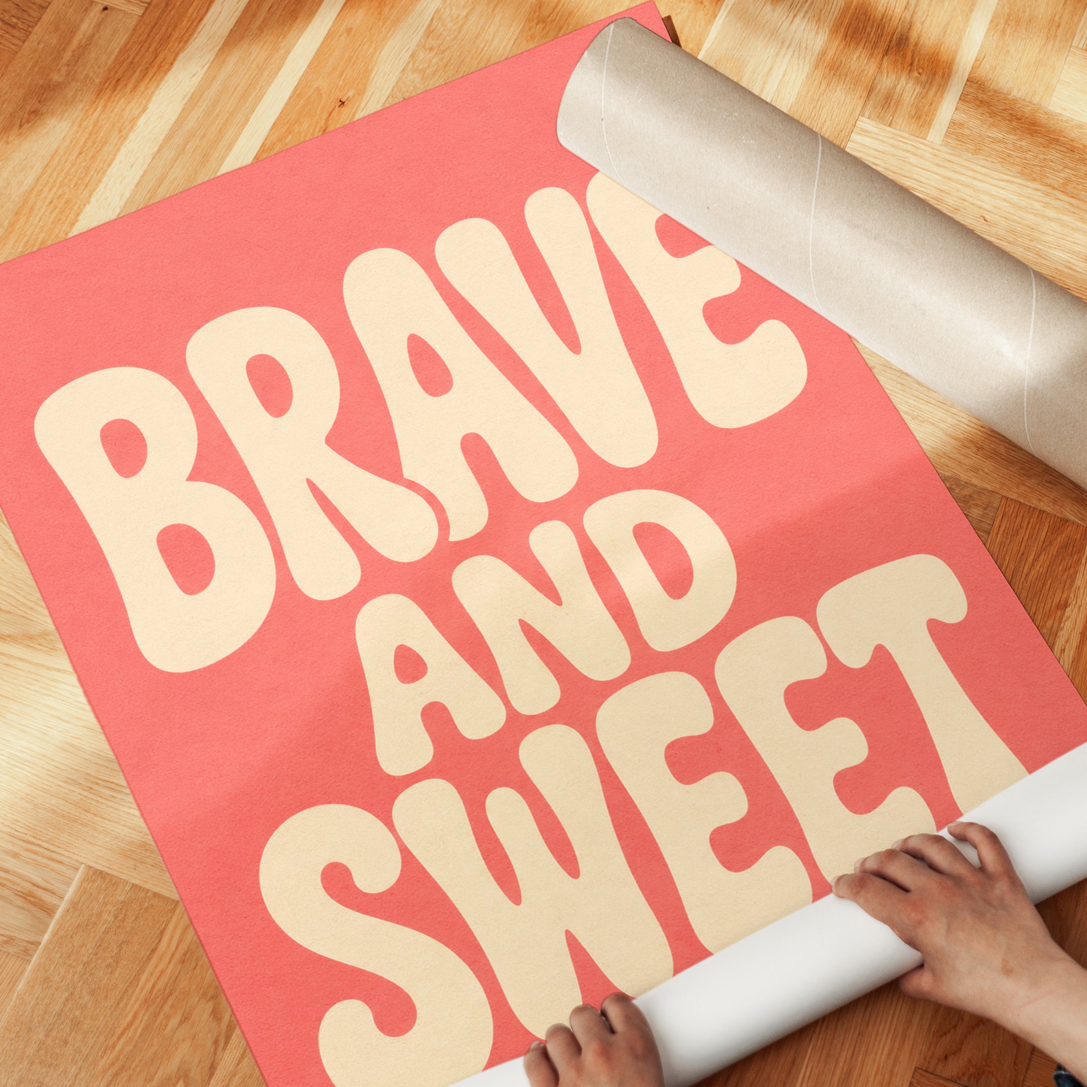 Brave and Sweet Print: Retro Typography Art (Nursery Decor) - detail