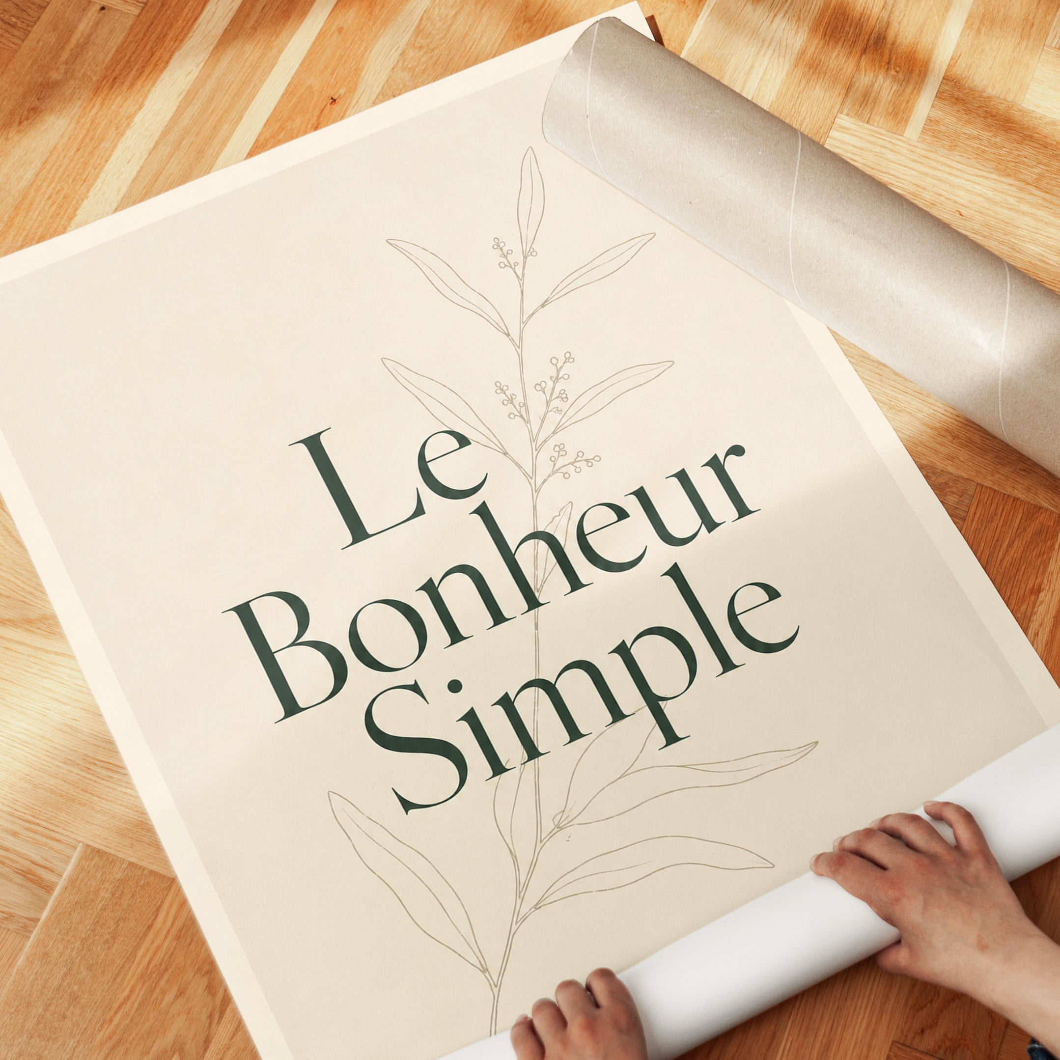 French Quote Wall Art – Le Bonheur Simple Print - detail